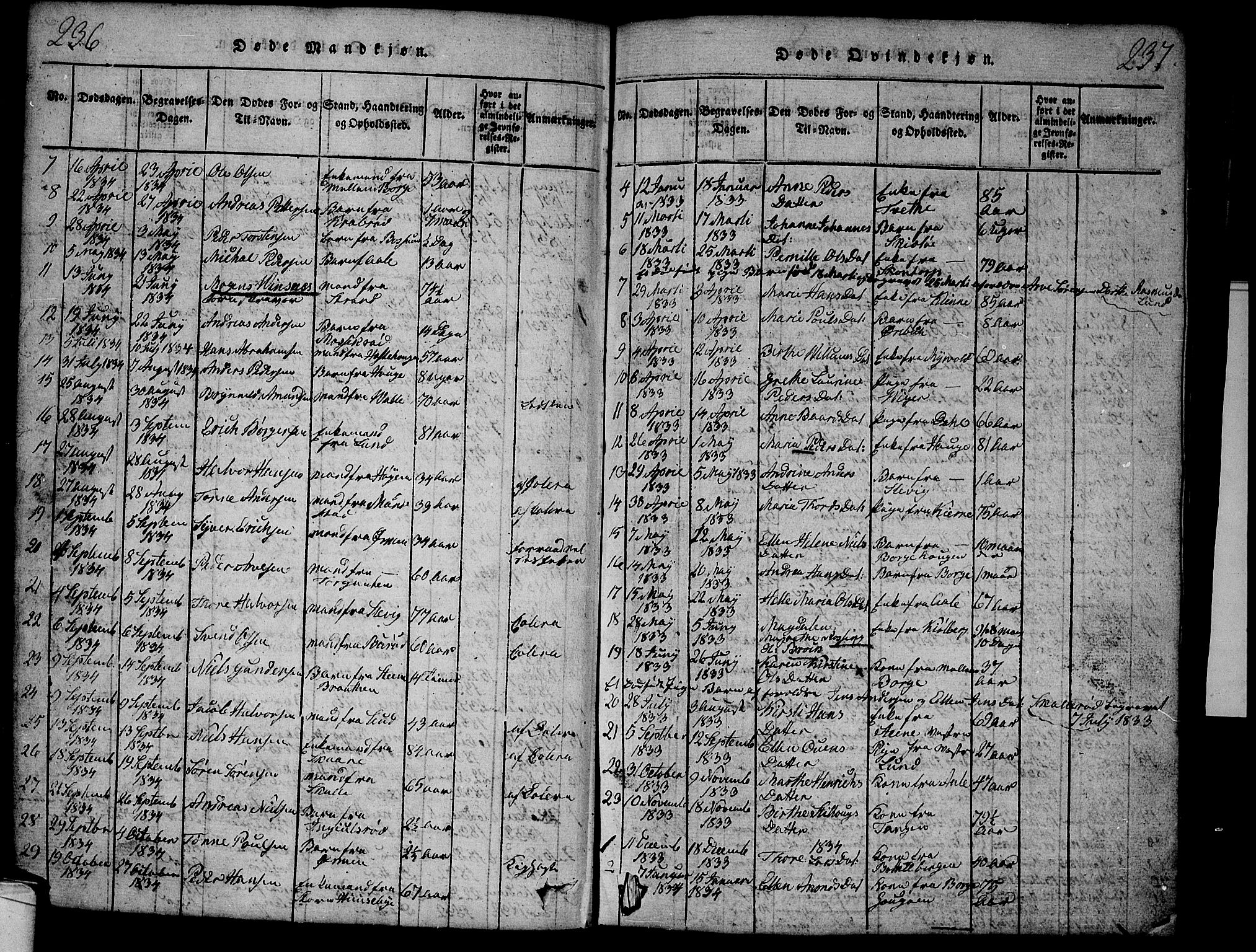 Onsøy prestekontor Kirkebøker, SAO/A-10914/G/Ga/L0001: Parish register (copy) no. I 1, 1814-1840, p. 236-237