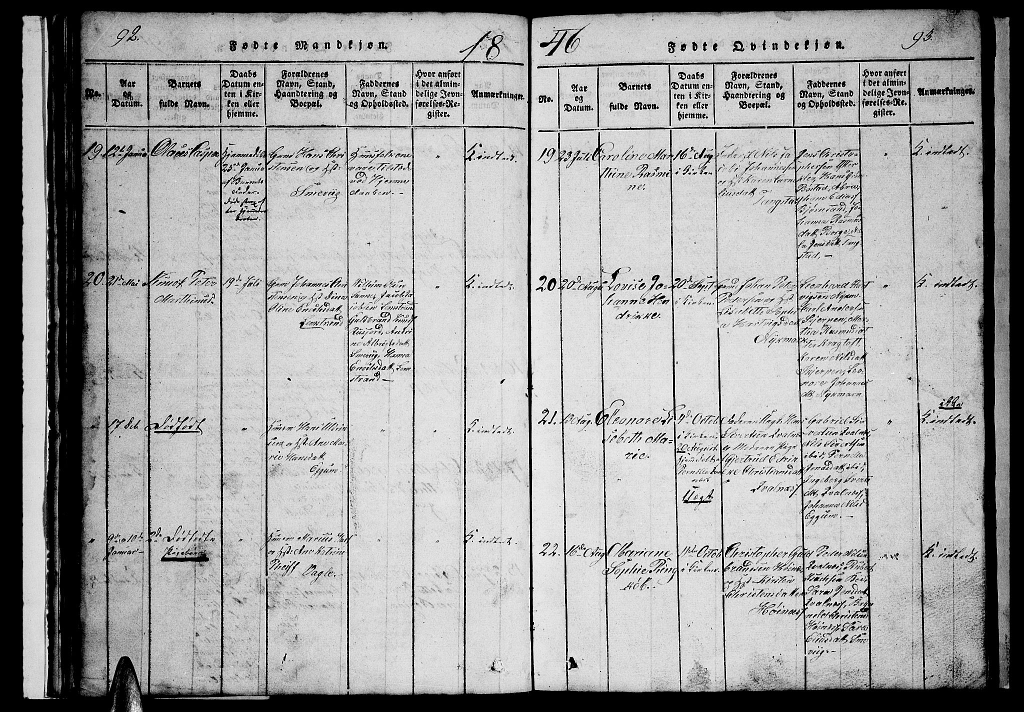 Ministerialprotokoller, klokkerbøker og fødselsregistre - Nordland, AV/SAT-A-1459/880/L1139: Parish register (copy) no. 880C01, 1836-1857, p. 92-93