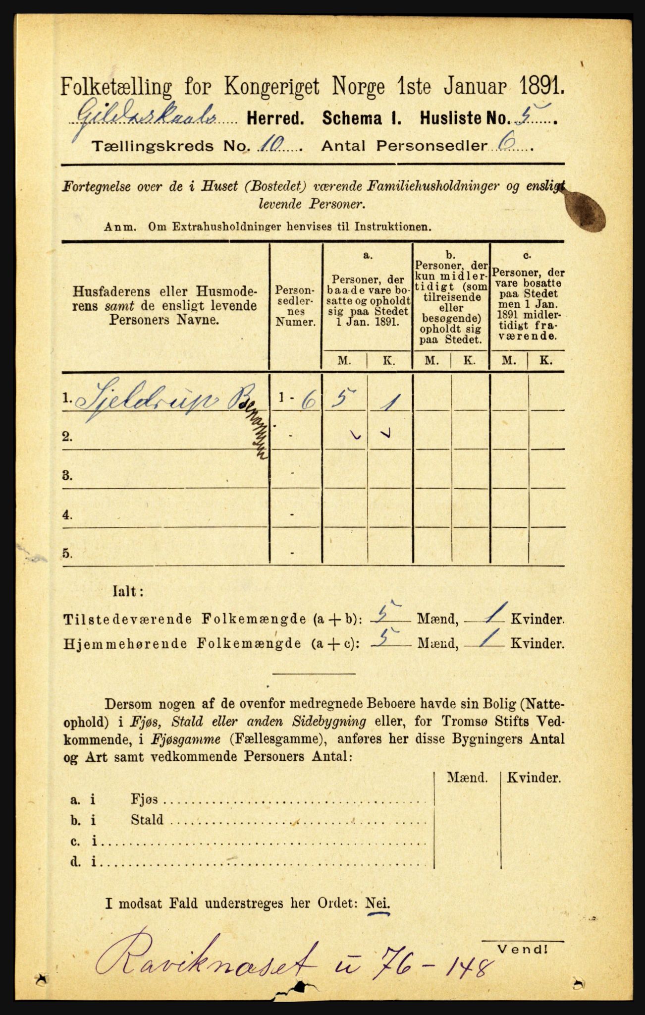 RA, 1891 census for 1838 Gildeskål, 1891, p. 2902