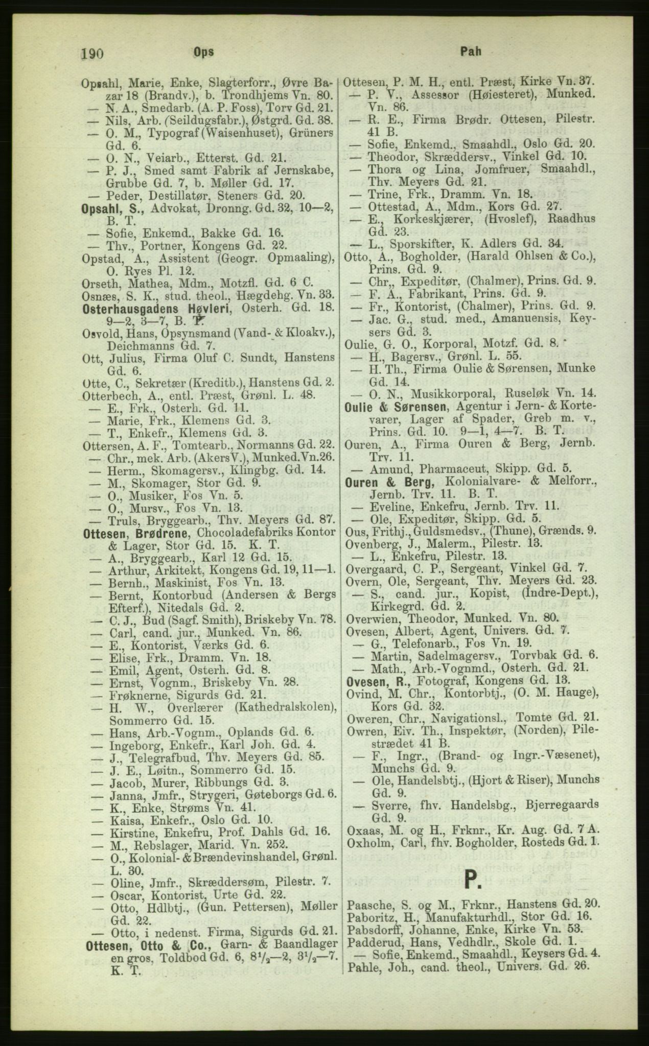 Kristiania/Oslo adressebok, PUBL/-, 1883, p. 190
