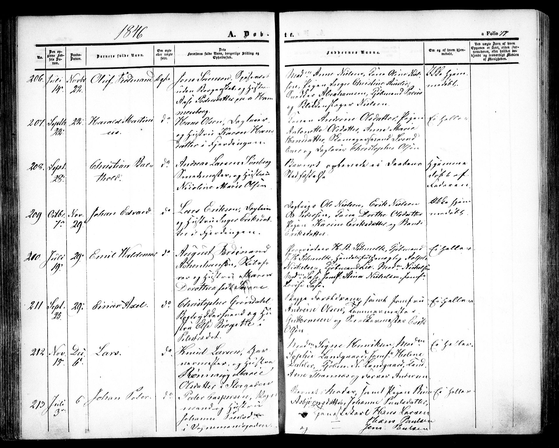 Oslo domkirke Kirkebøker, AV/SAO-A-10752/F/Fa/L0013: Parish register (official) no. 13, 1844-1864, p. 77