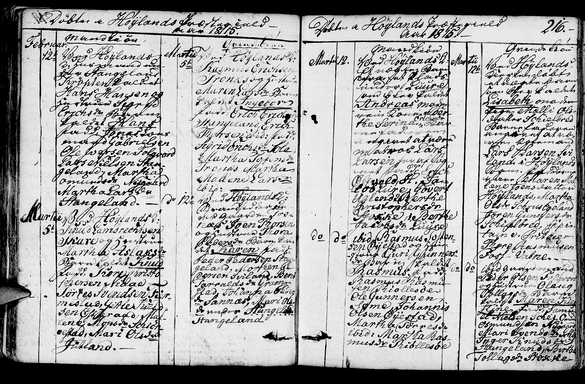 Høyland sokneprestkontor, SAST/A-101799/001/30BA/L0005: Parish register (official) no. A 5, 1804-1815, p. 216