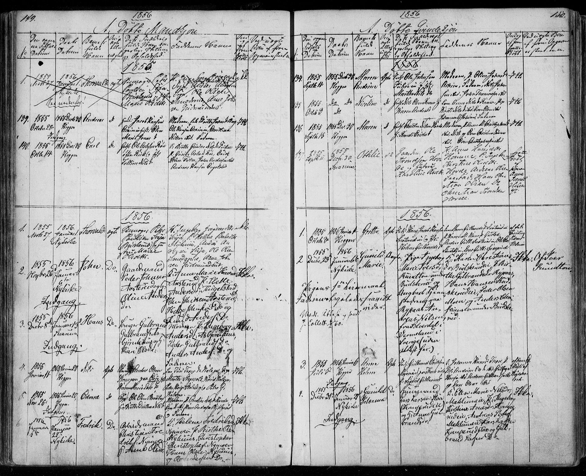 Modum kirkebøker, AV/SAKO-A-234/F/Fa/L0008: Parish register (official) no. 8, 1851-1859, p. 149-150