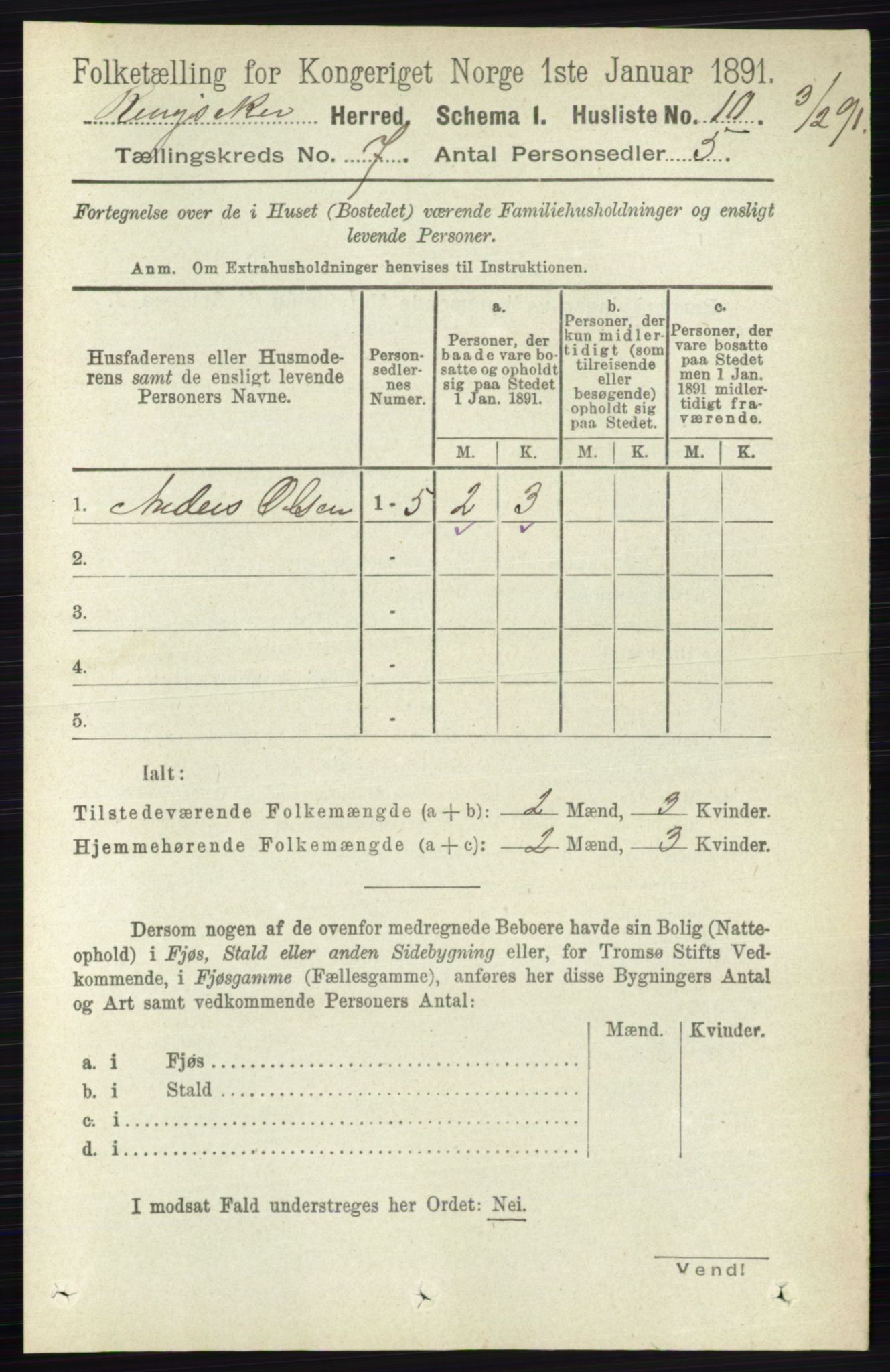 RA, 1891 census for 0412 Ringsaker, 1891, p. 3800