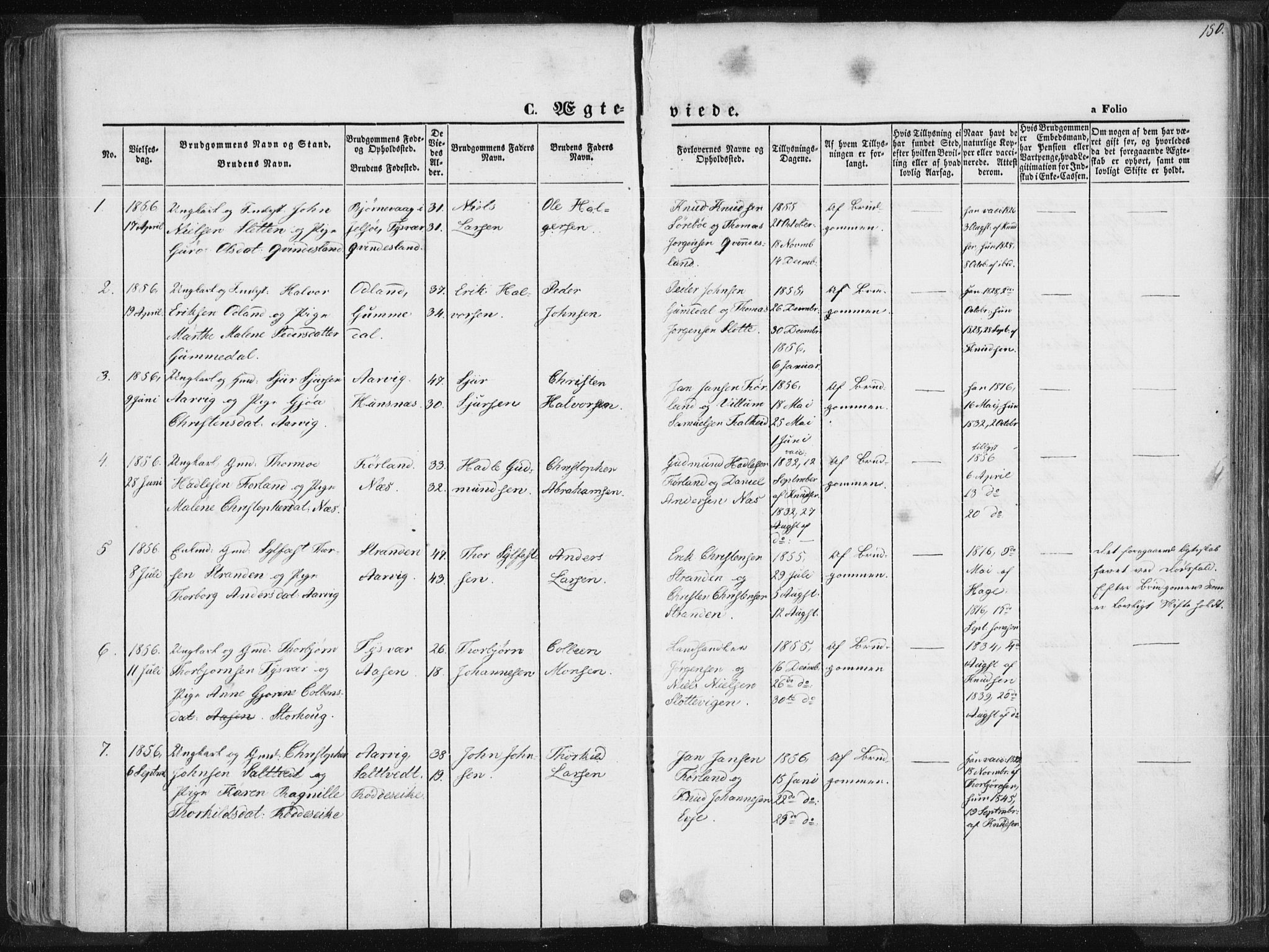 Tysvær sokneprestkontor, SAST/A -101864/H/Ha/Haa/L0003: Parish register (official) no. A 3, 1856-1865, p. 150