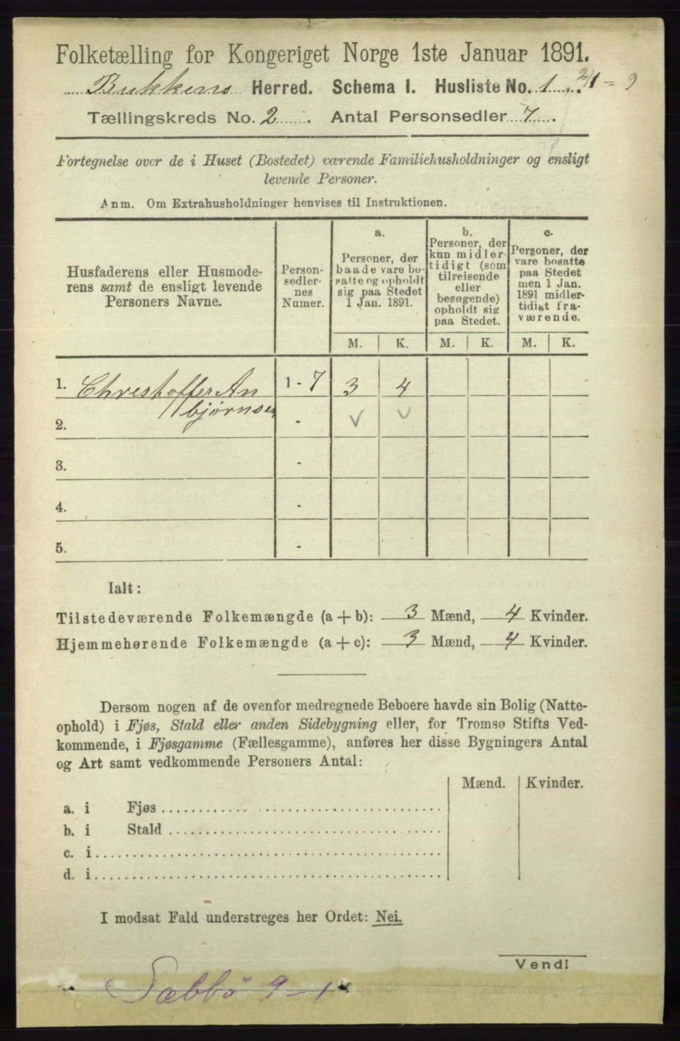 RA, 1891 census for 1145 Bokn, 1891, p. 297