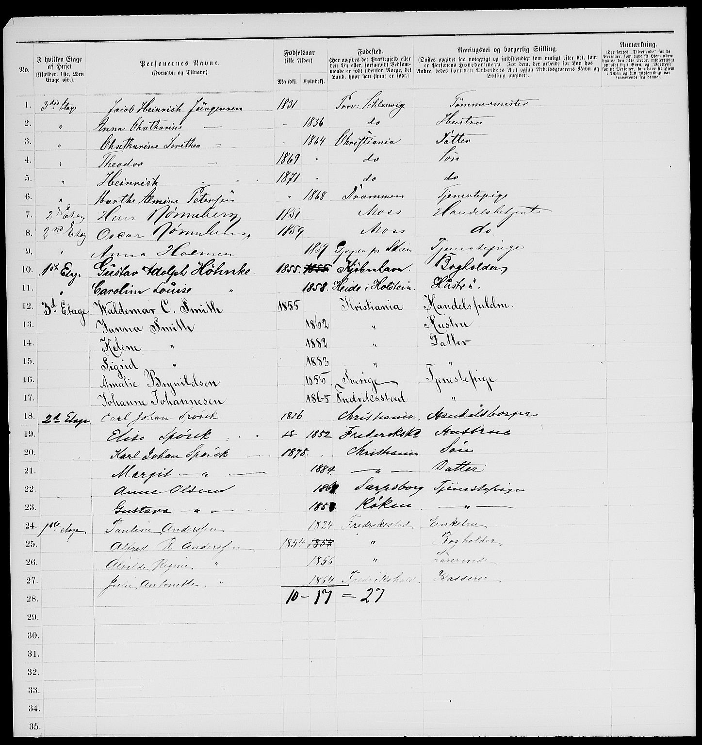 RA, 1885 census for 0301 Kristiania, 1885, p. 2169