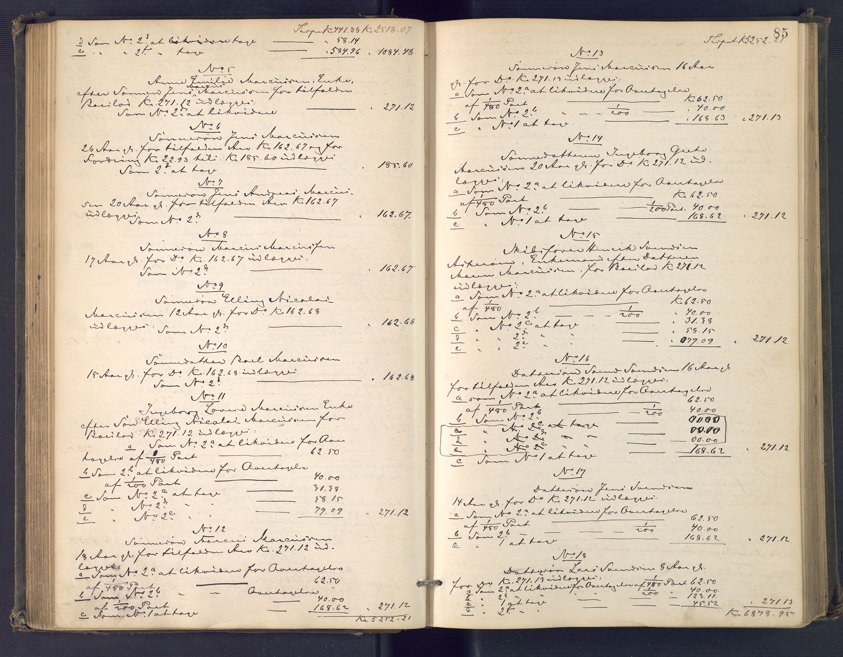 Holt sorenskriveri, SAK/1221-0002/H/Hc/L0034: Skifteutlodningsprotokoll nr. 9, 1884-1890, p. 84b-85a