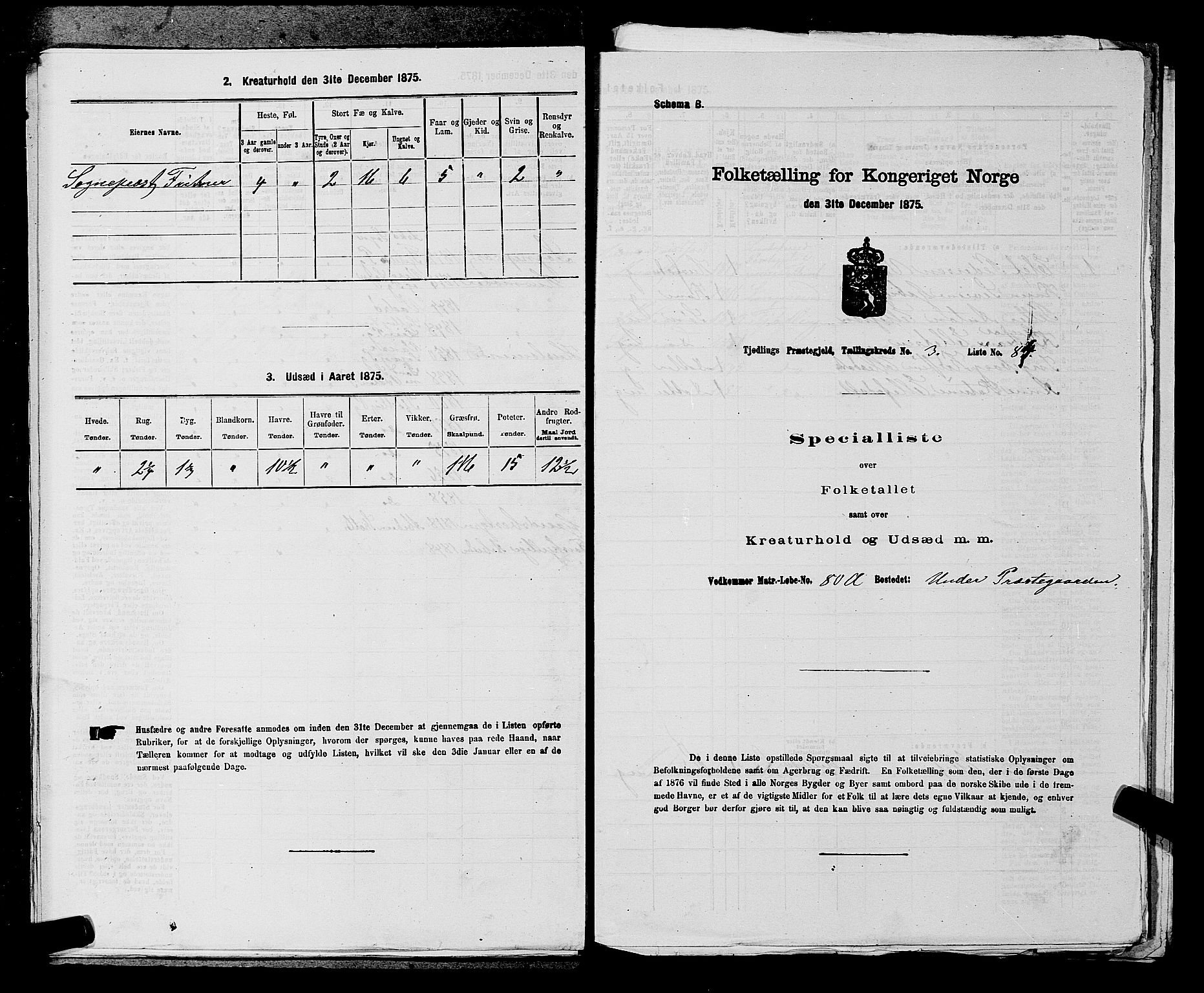 SAKO, 1875 census for 0725P Tjølling, 1875, p. 709