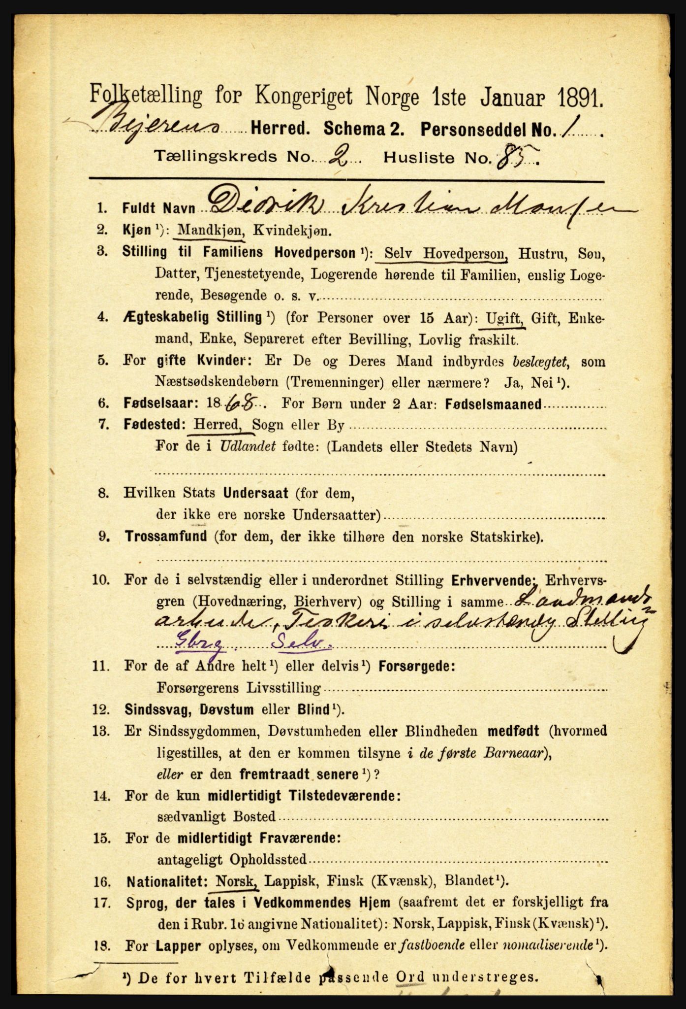 RA, 1891 census for 1839 Beiarn, 1891, p. 950