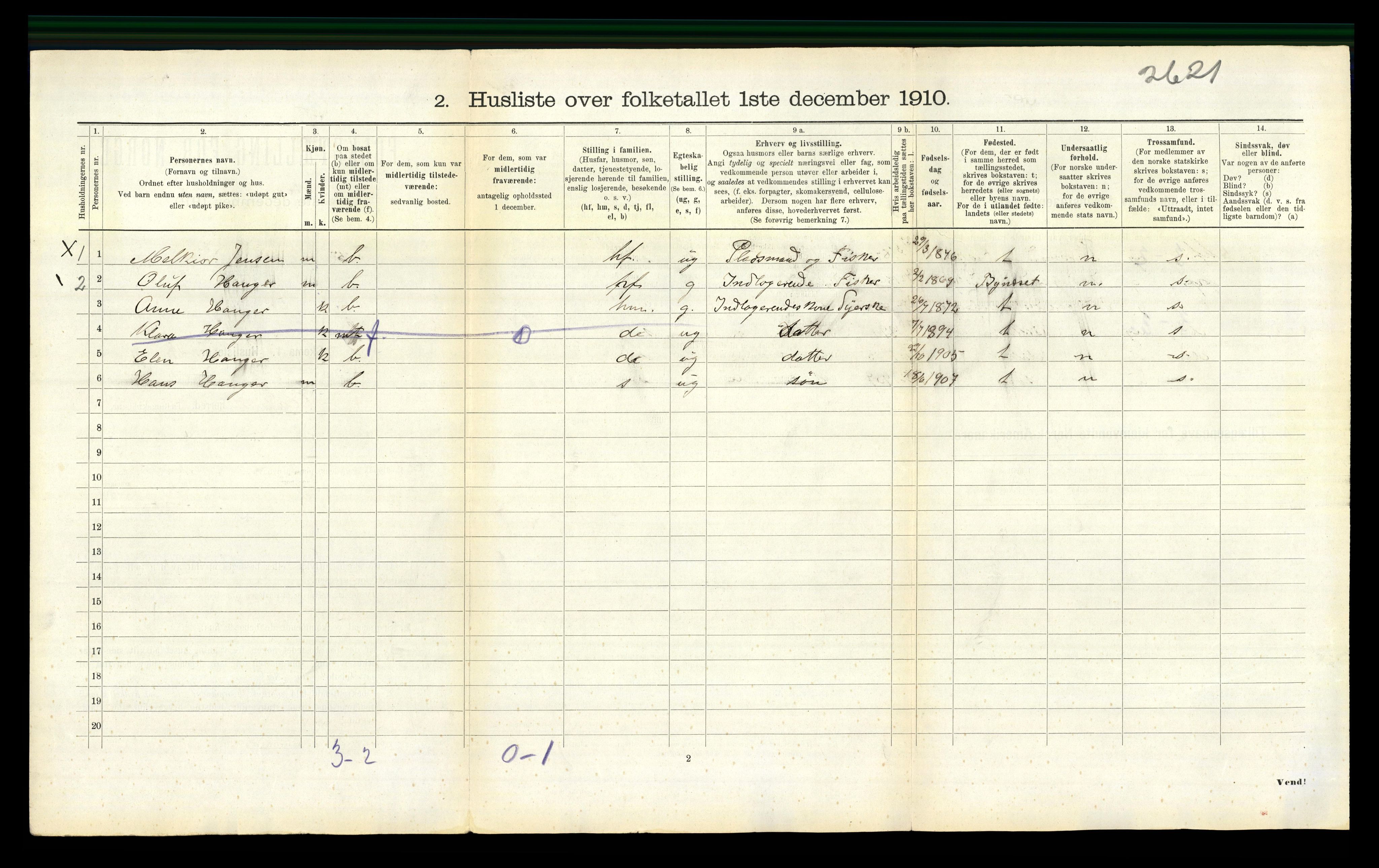 RA, 1910 census for Aa, 1910, p. 529