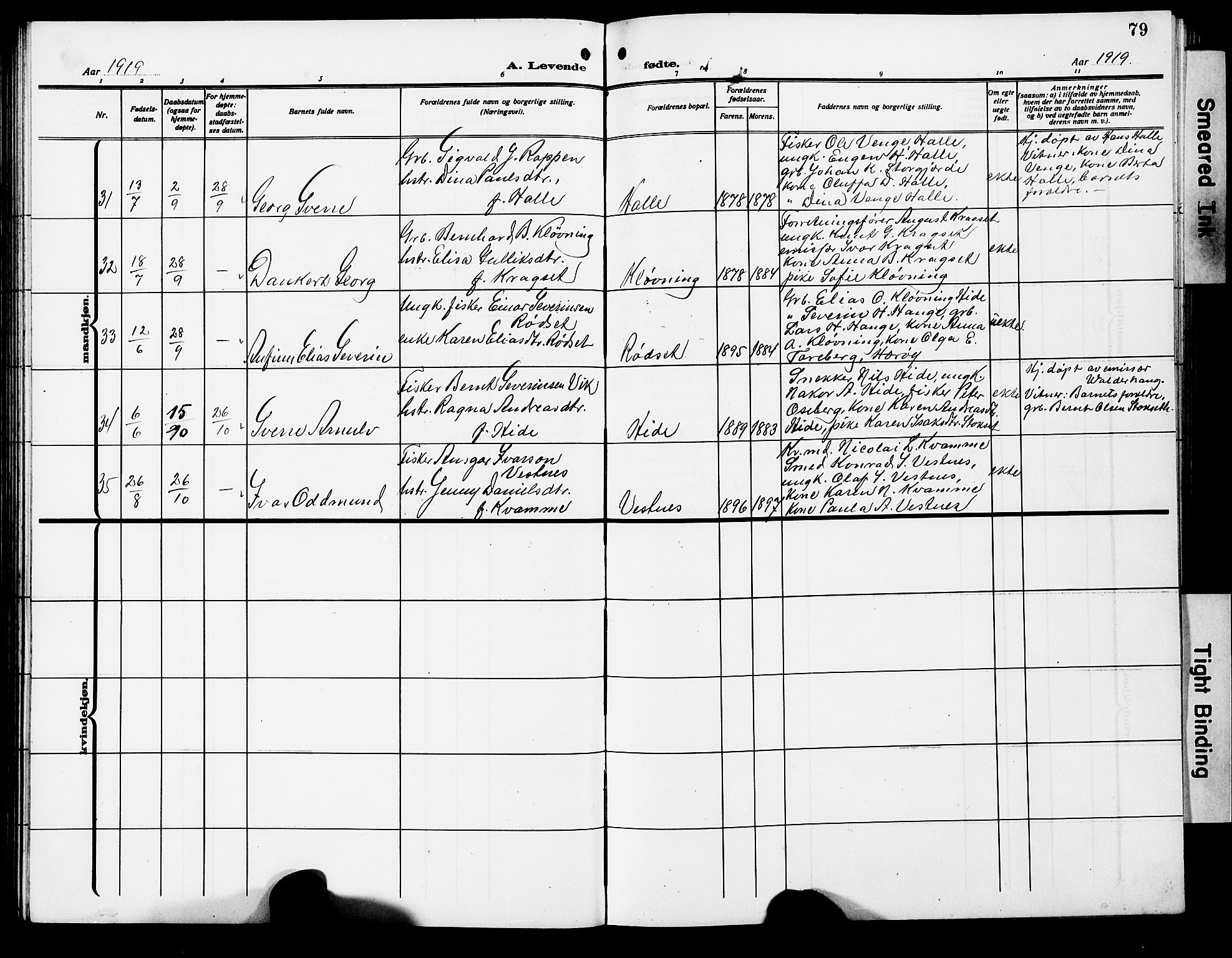 Ministerialprotokoller, klokkerbøker og fødselsregistre - Møre og Romsdal, AV/SAT-A-1454/503/L0050: Parish register (copy) no. 503C05, 1909-1922, p. 79