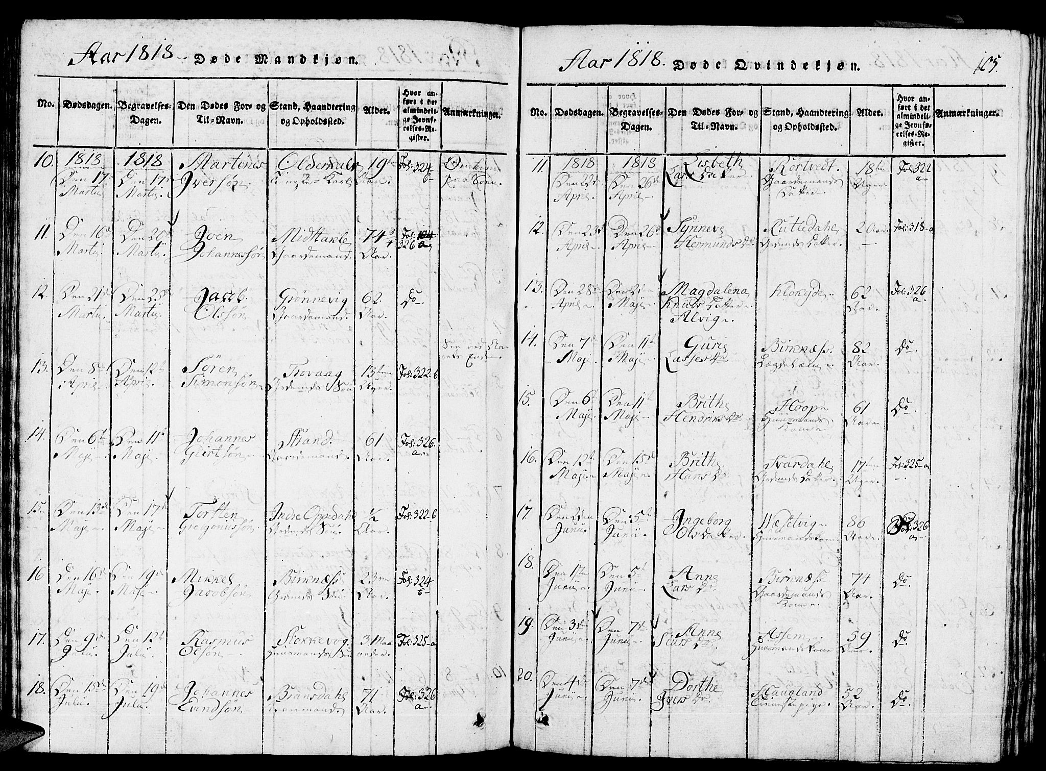 Gulen sokneprestembete, SAB/A-80201/H/Haa/Haaa/L0018: Parish register (official) no. A 18, 1816-1825, p. 105