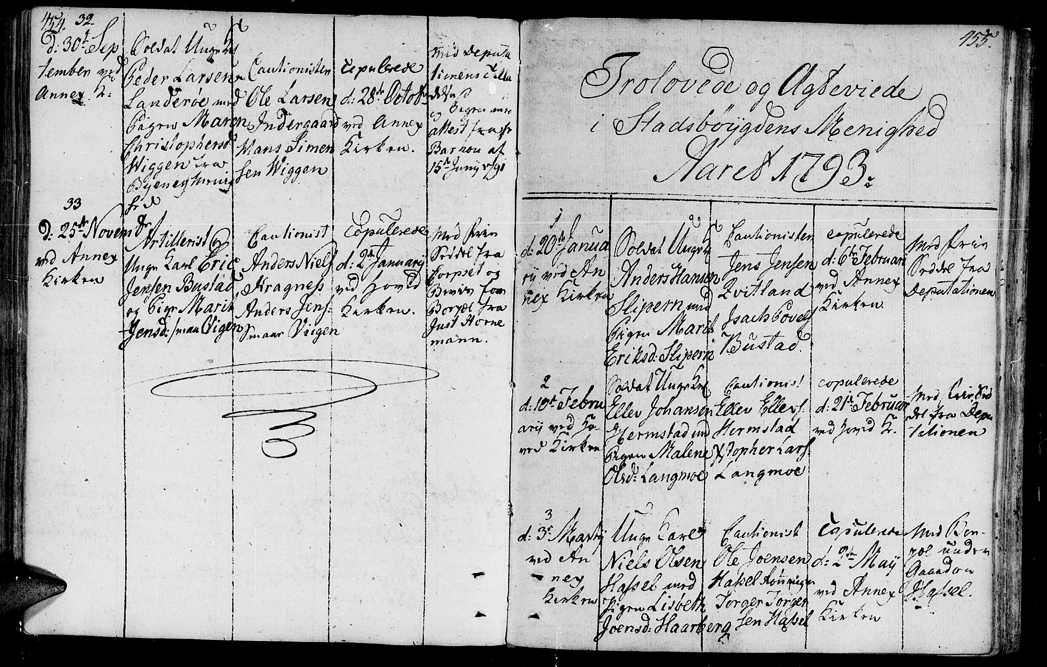 Ministerialprotokoller, klokkerbøker og fødselsregistre - Sør-Trøndelag, AV/SAT-A-1456/646/L0606: Parish register (official) no. 646A04, 1791-1805, p. 454-455