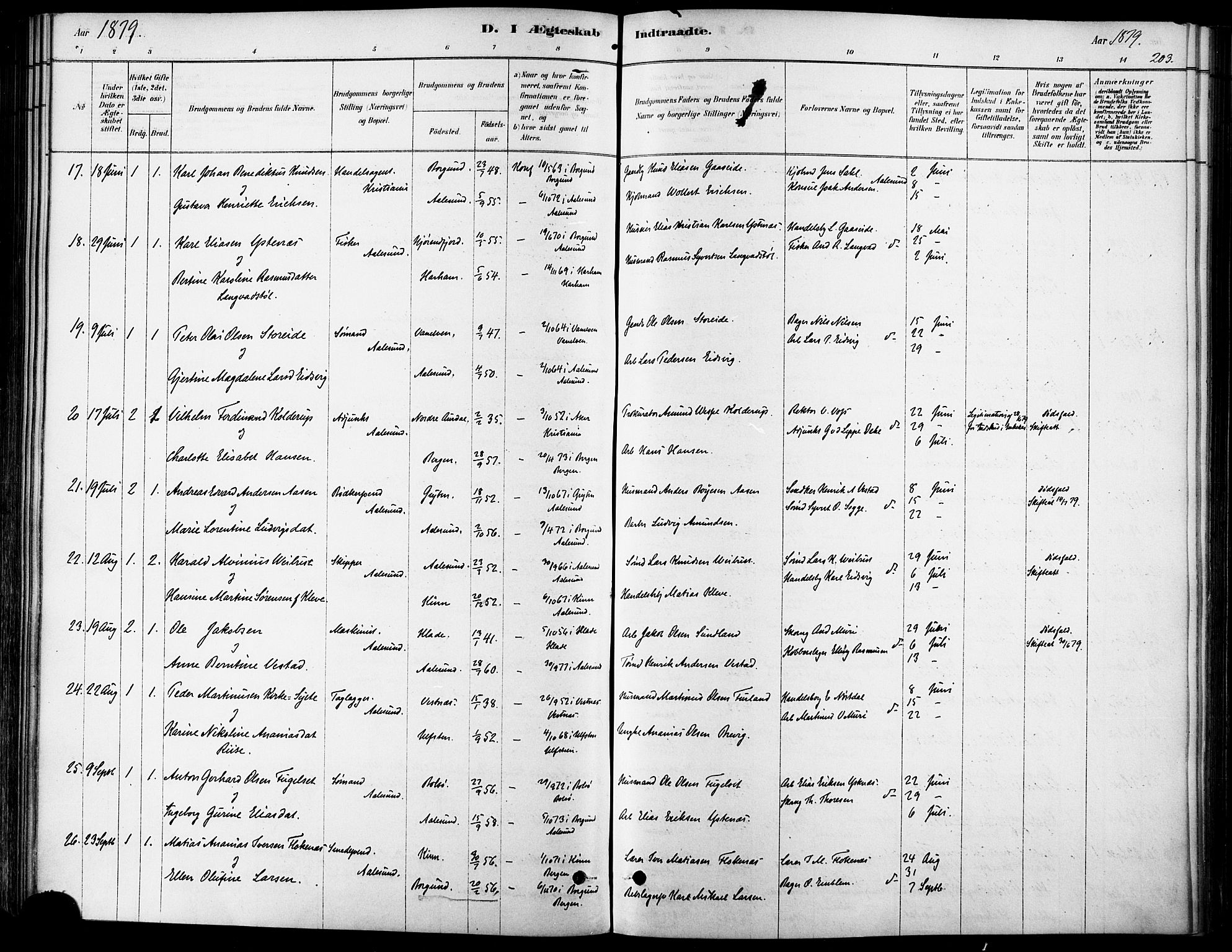 Ministerialprotokoller, klokkerbøker og fødselsregistre - Møre og Romsdal, SAT/A-1454/529/L0454: Parish register (official) no. 529A04, 1878-1885, p. 203