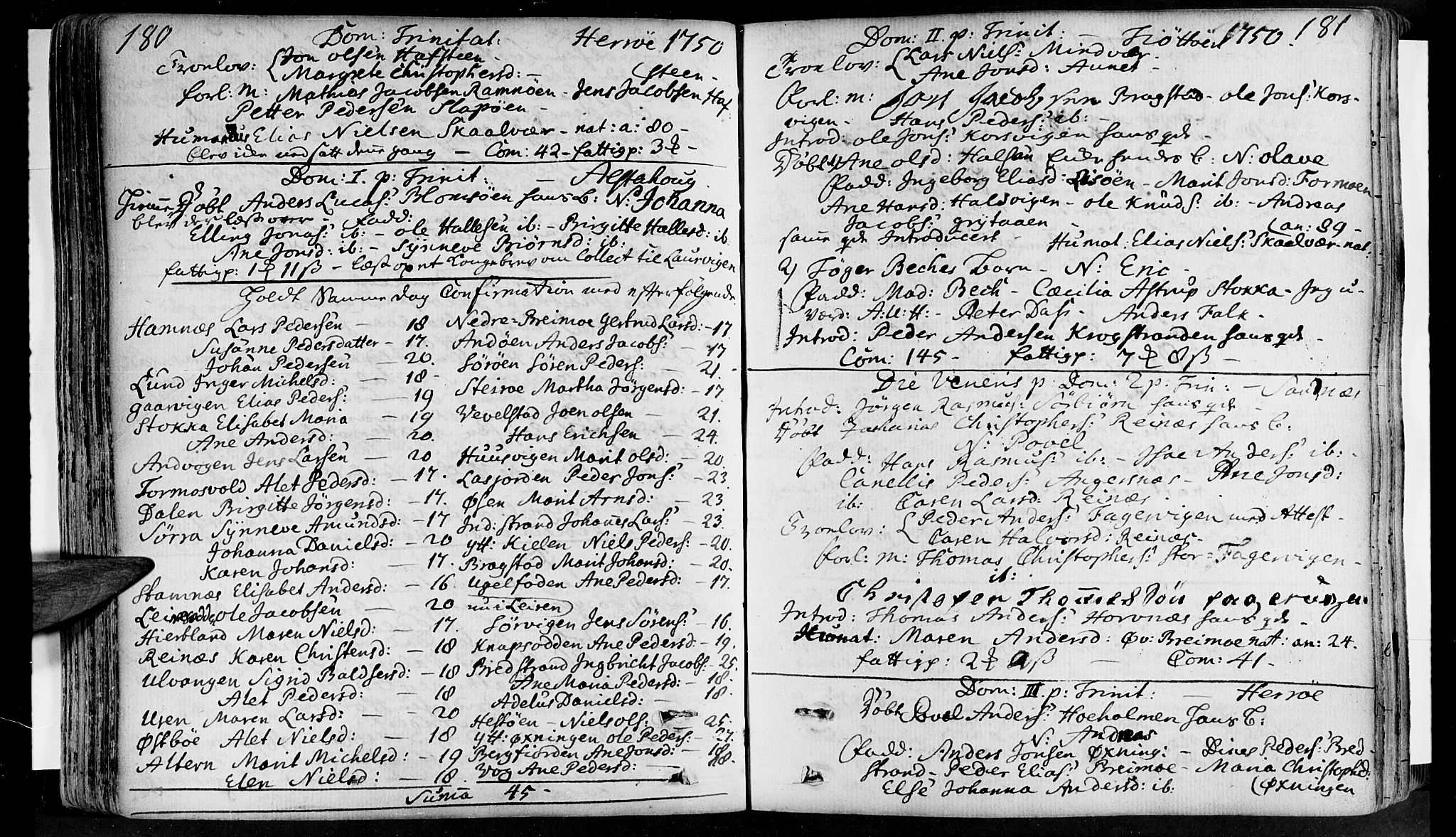 Ministerialprotokoller, klokkerbøker og fødselsregistre - Nordland, SAT/A-1459/830/L0434: Parish register (official) no. 830A03, 1737-1767, p. 180-181