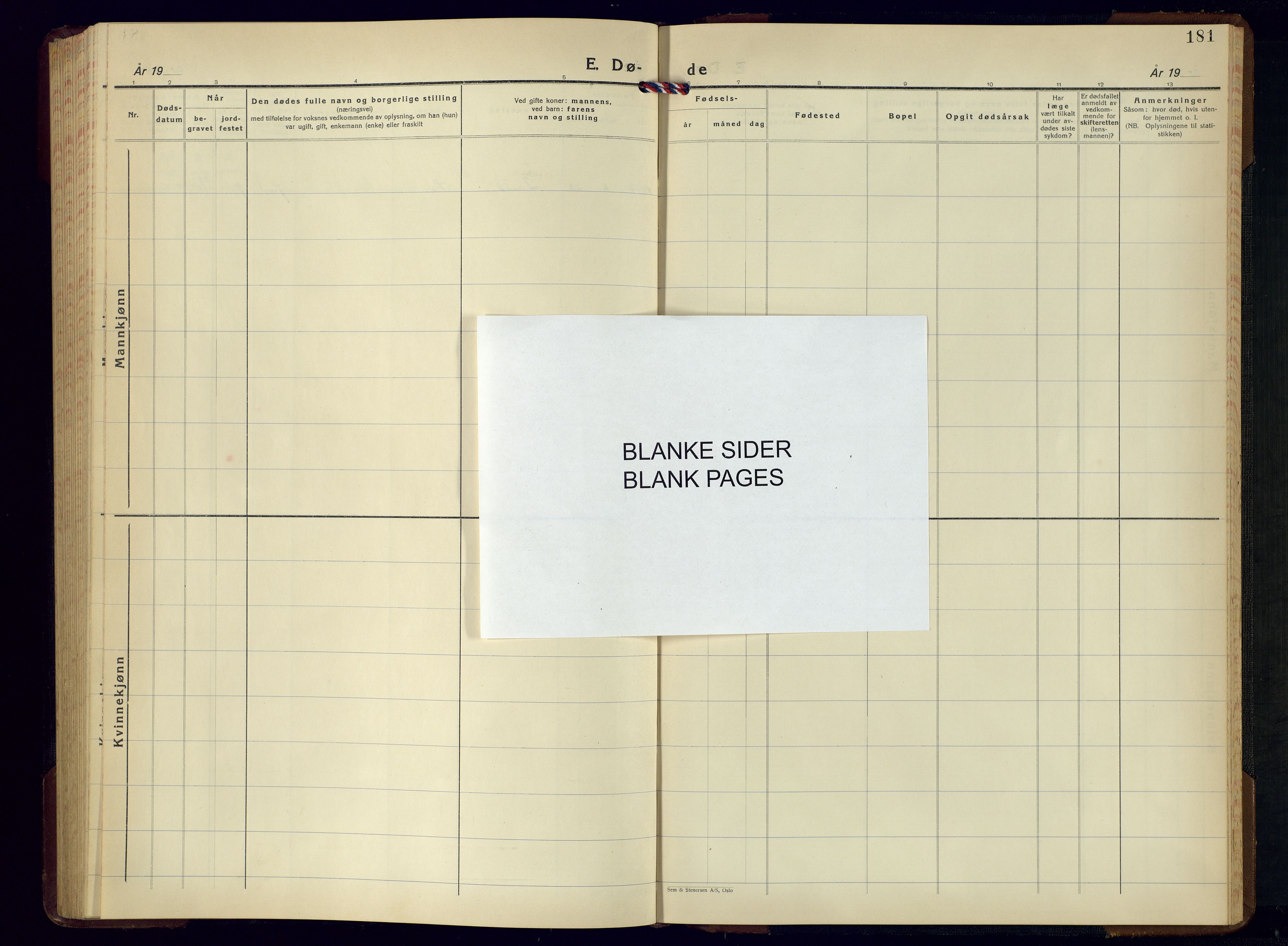 Tveit sokneprestkontor, AV/SAK-1111-0043/F/Fb/L0006: Parish register (copy) no. B-6, 1941-1962, p. 181