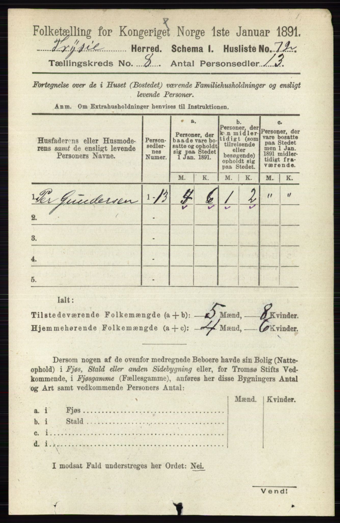 RA, 1891 census for 0428 Trysil, 1891, p. 3636