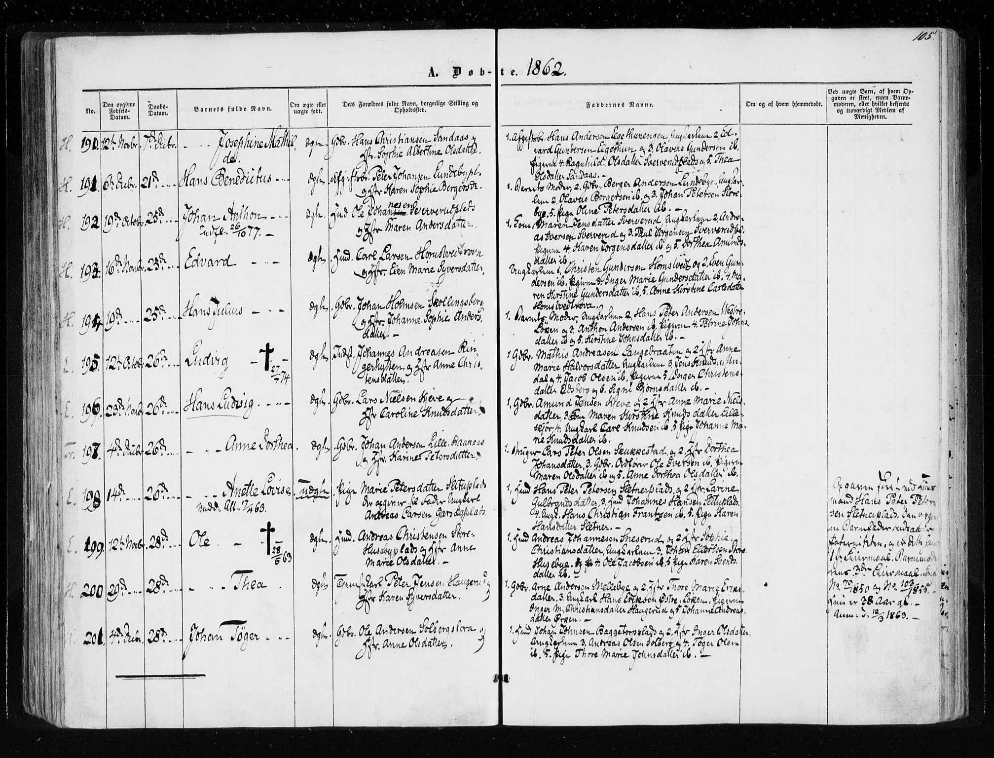 Eidsberg prestekontor Kirkebøker, AV/SAO-A-10905/F/Fa/L0010.a: Parish register (official) no. I 10A, 1857-1866, p. 105