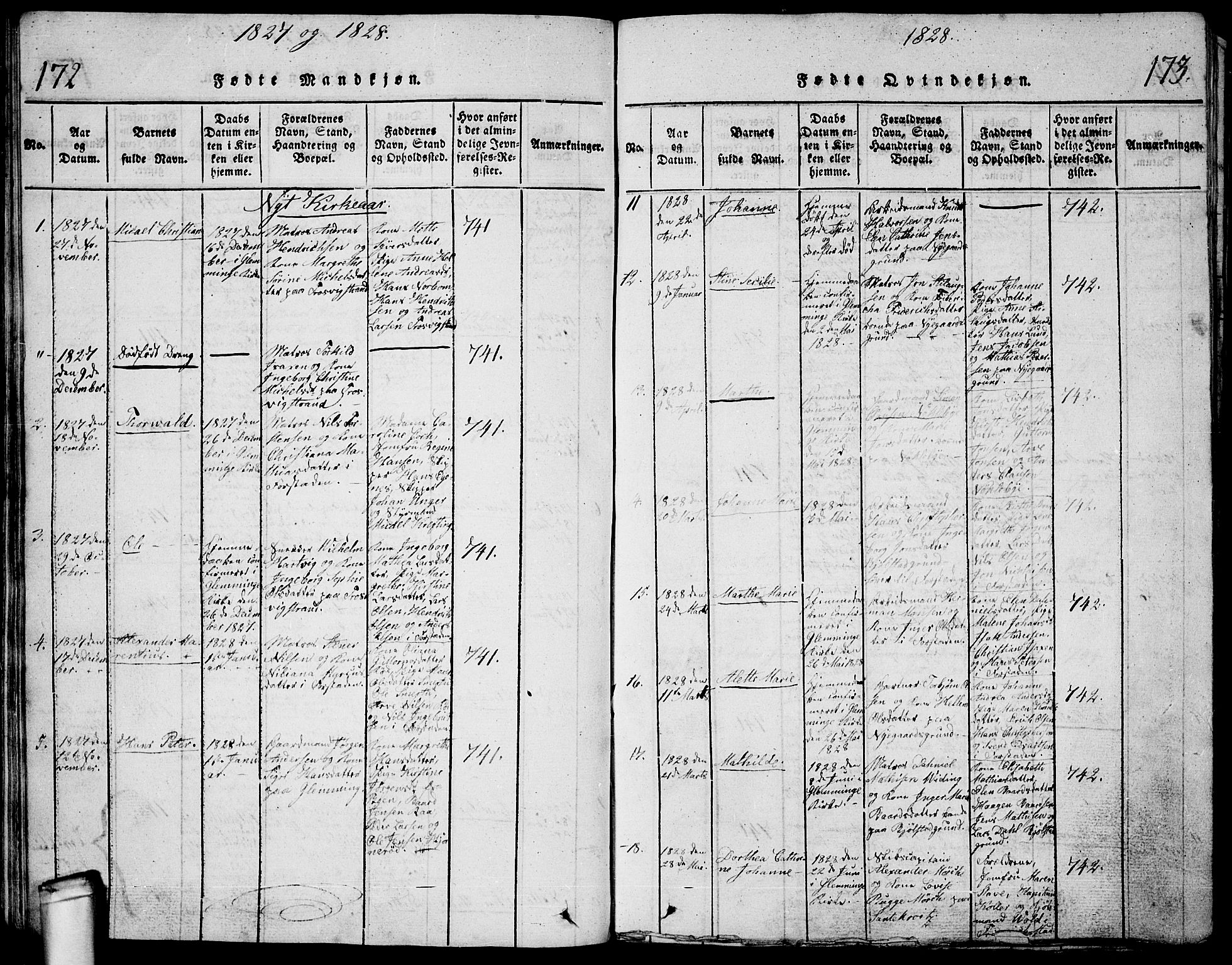 Glemmen prestekontor Kirkebøker, AV/SAO-A-10908/G/Ga/L0001: Parish register (copy) no. 1, 1816-1838, p. 172-173