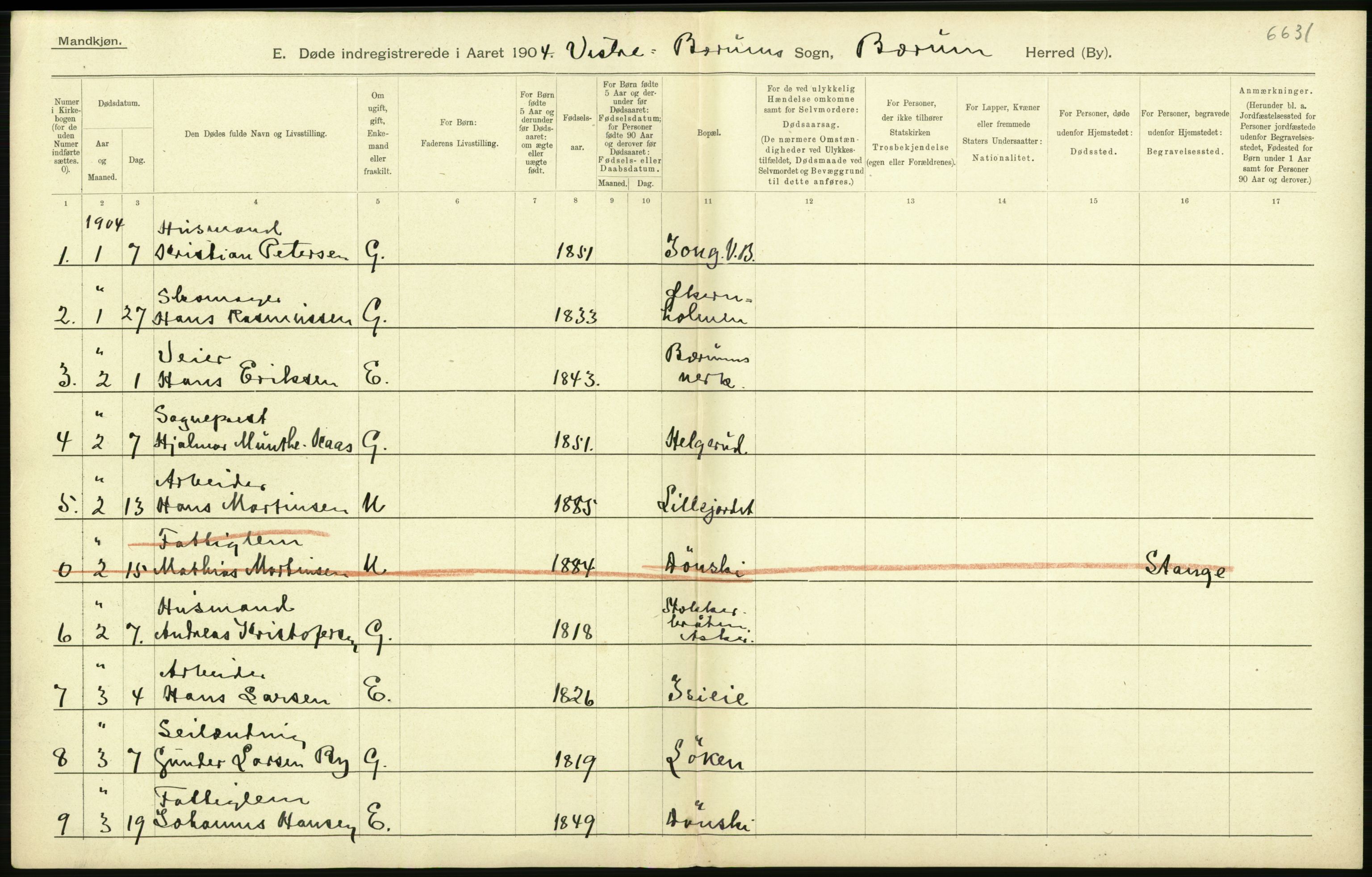 Statistisk sentralbyrå, Sosiodemografiske emner, Befolkning, AV/RA-S-2228/D/Df/Dfa/Dfab/L0002: Akershus amt: Fødte, gifte, døde, 1904, p. 582