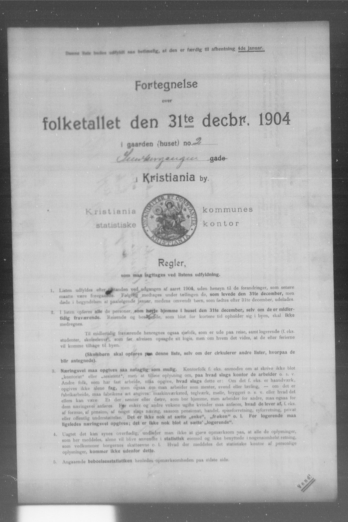 OBA, Municipal Census 1904 for Kristiania, 1904, p. 18634