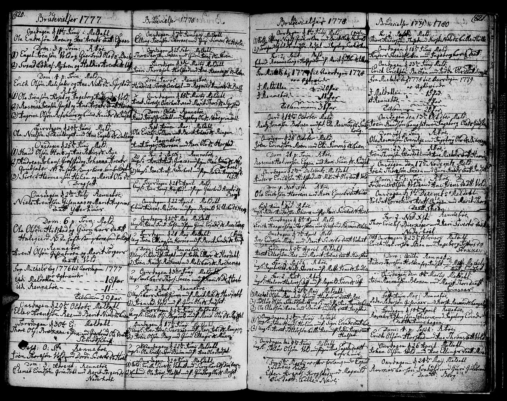 Ministerialprotokoller, klokkerbøker og fødselsregistre - Sør-Trøndelag, SAT/A-1456/672/L0852: Parish register (official) no. 672A05, 1776-1815, p. 820-821