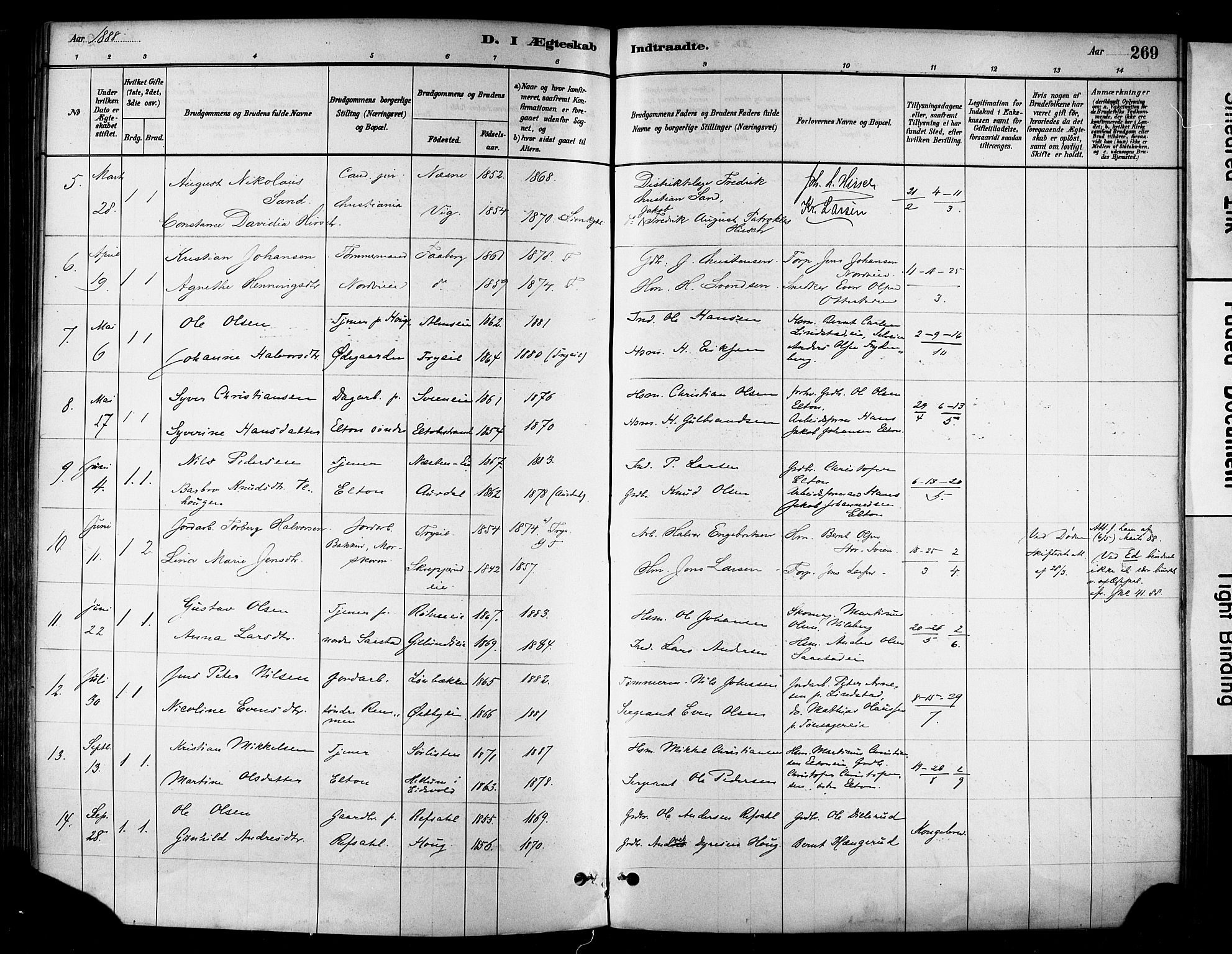 Stange prestekontor, SAH/PREST-002/K/L0017: Parish register (official) no. 17, 1880-1893, p. 269