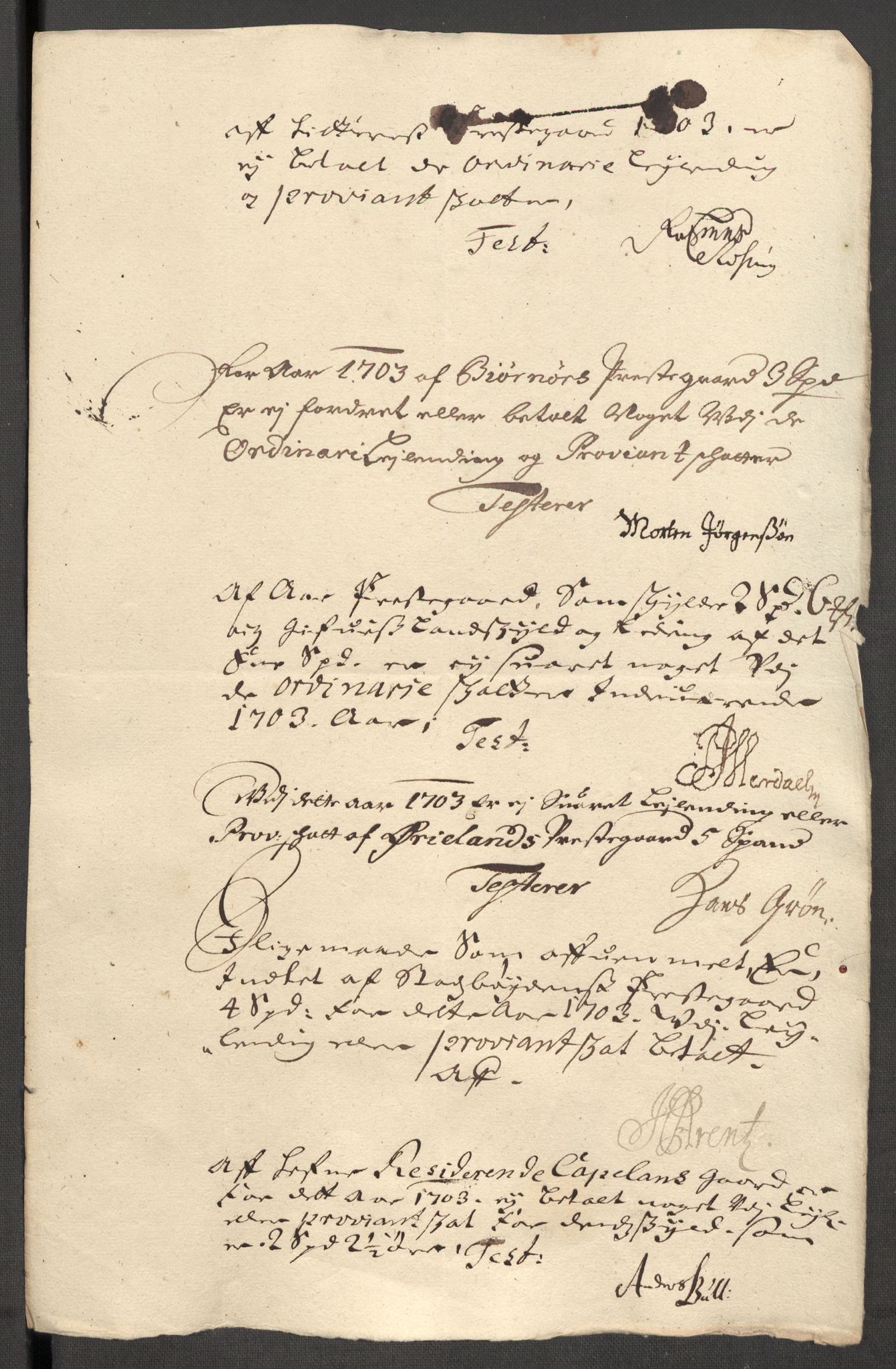 Rentekammeret inntil 1814, Reviderte regnskaper, Fogderegnskap, RA/EA-4092/R57/L3855: Fogderegnskap Fosen, 1702-1703, p. 344
