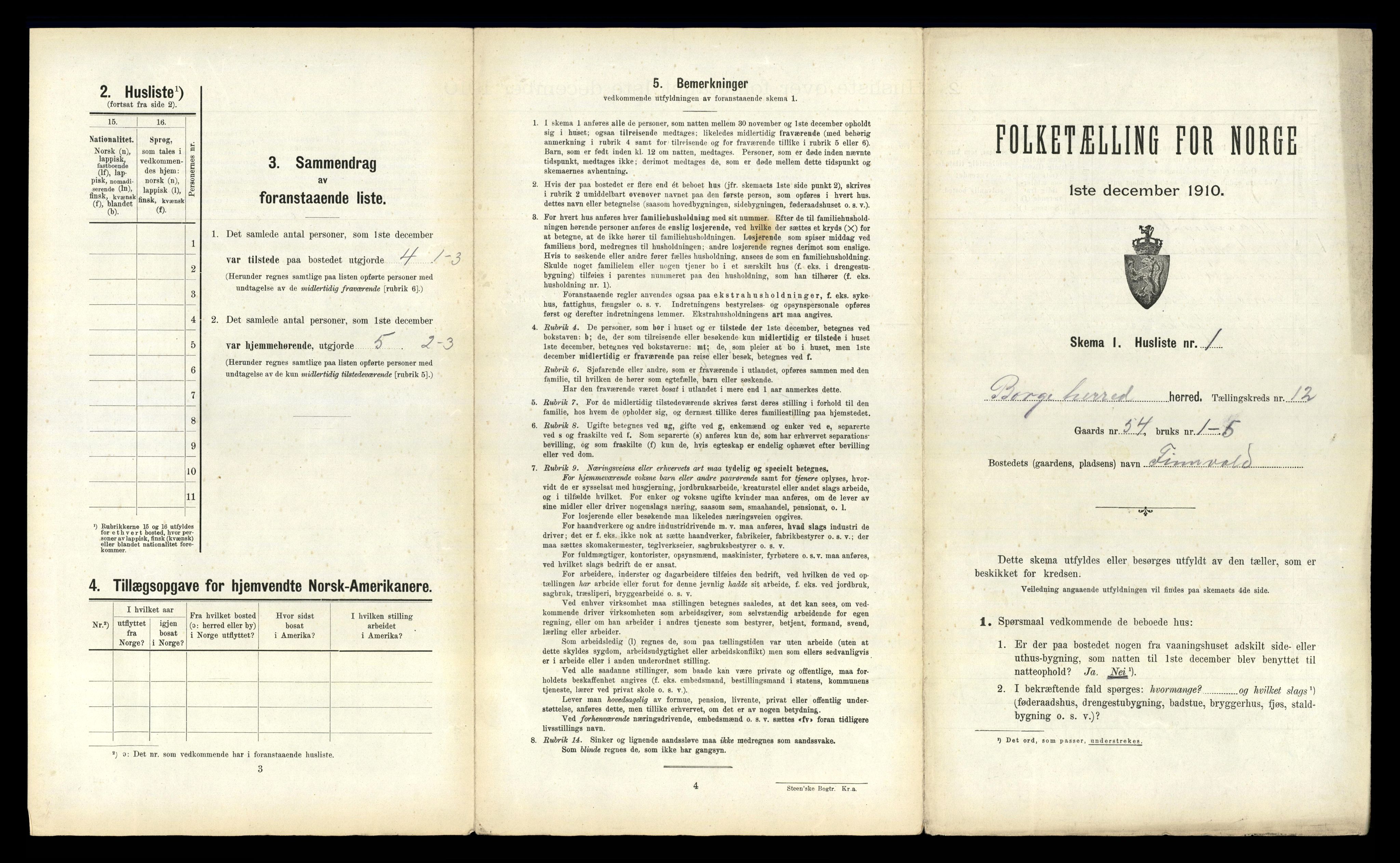 RA, 1910 census for Borge, 1910, p. 1201