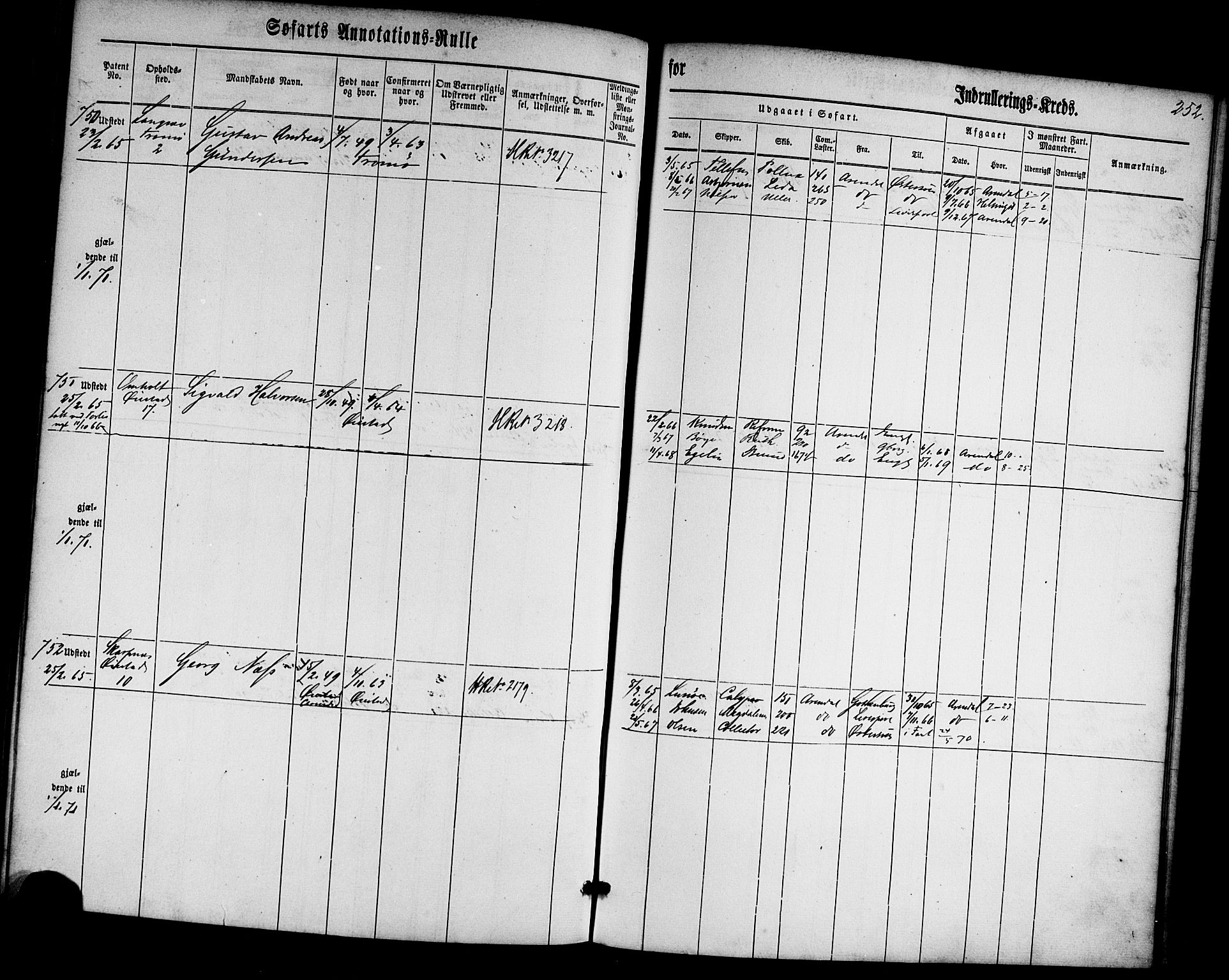 Arendal mønstringskrets, AV/SAK-2031-0012/F/Fa/L0001: Annotasjonsrulle nr 1-794 med register, E-1, 1860-1865, p. 286