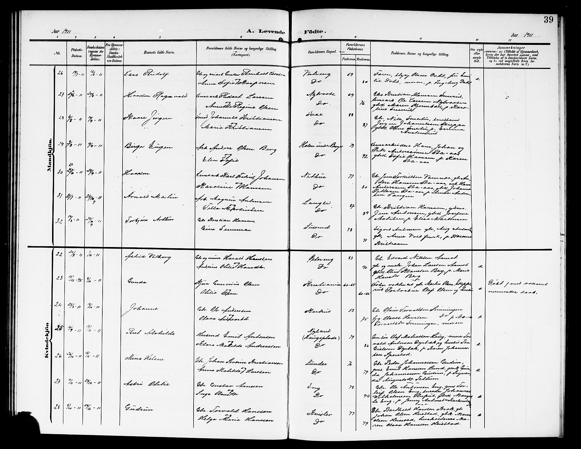 Skiptvet prestekontor Kirkebøker, SAO/A-20009/G/Ga/L0002: Parish register (copy) no. 2, 1905-1915, p. 39