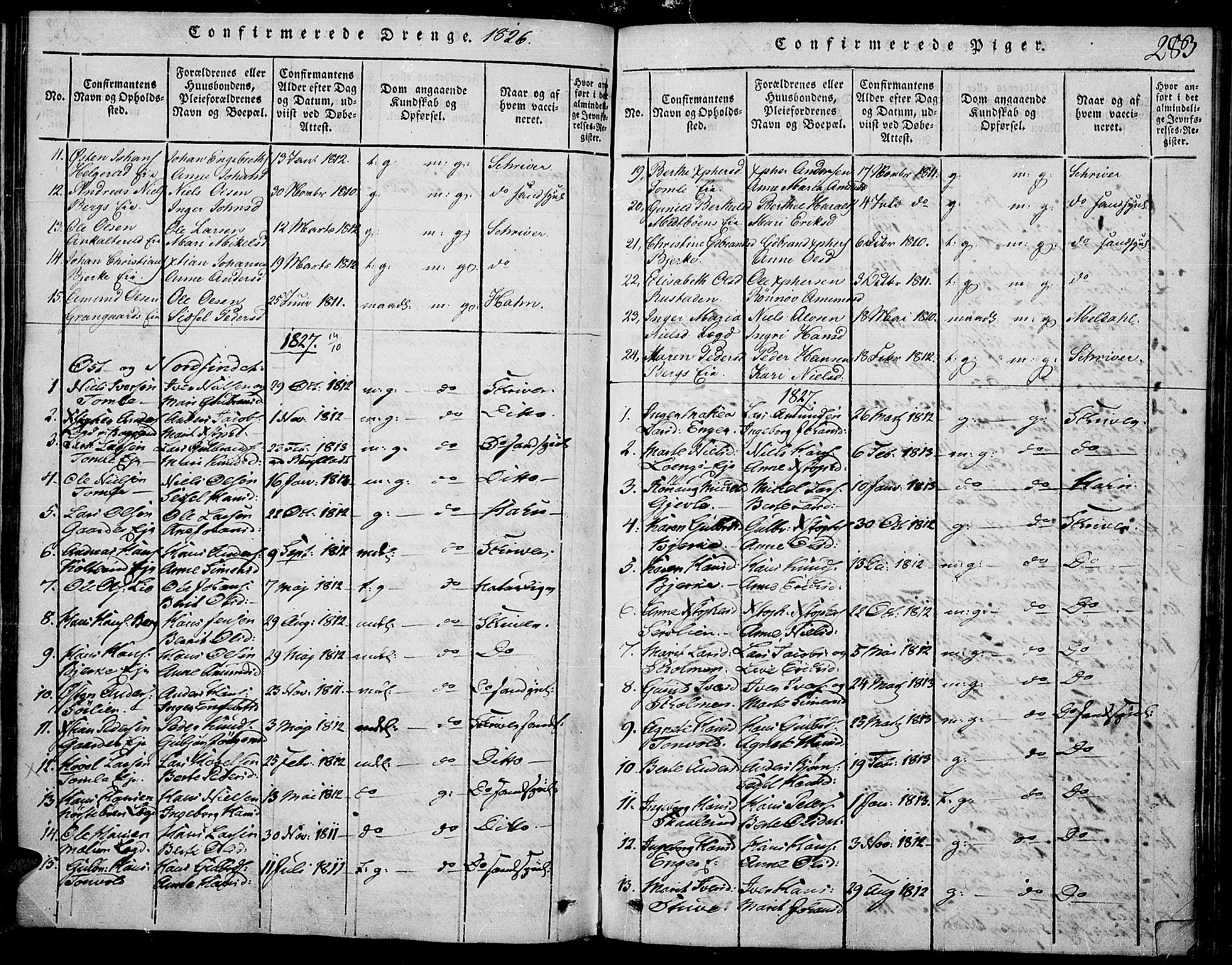 Land prestekontor, SAH/PREST-120/H/Ha/Haa/L0007: Parish register (official) no. 7, 1814-1830, p. 283