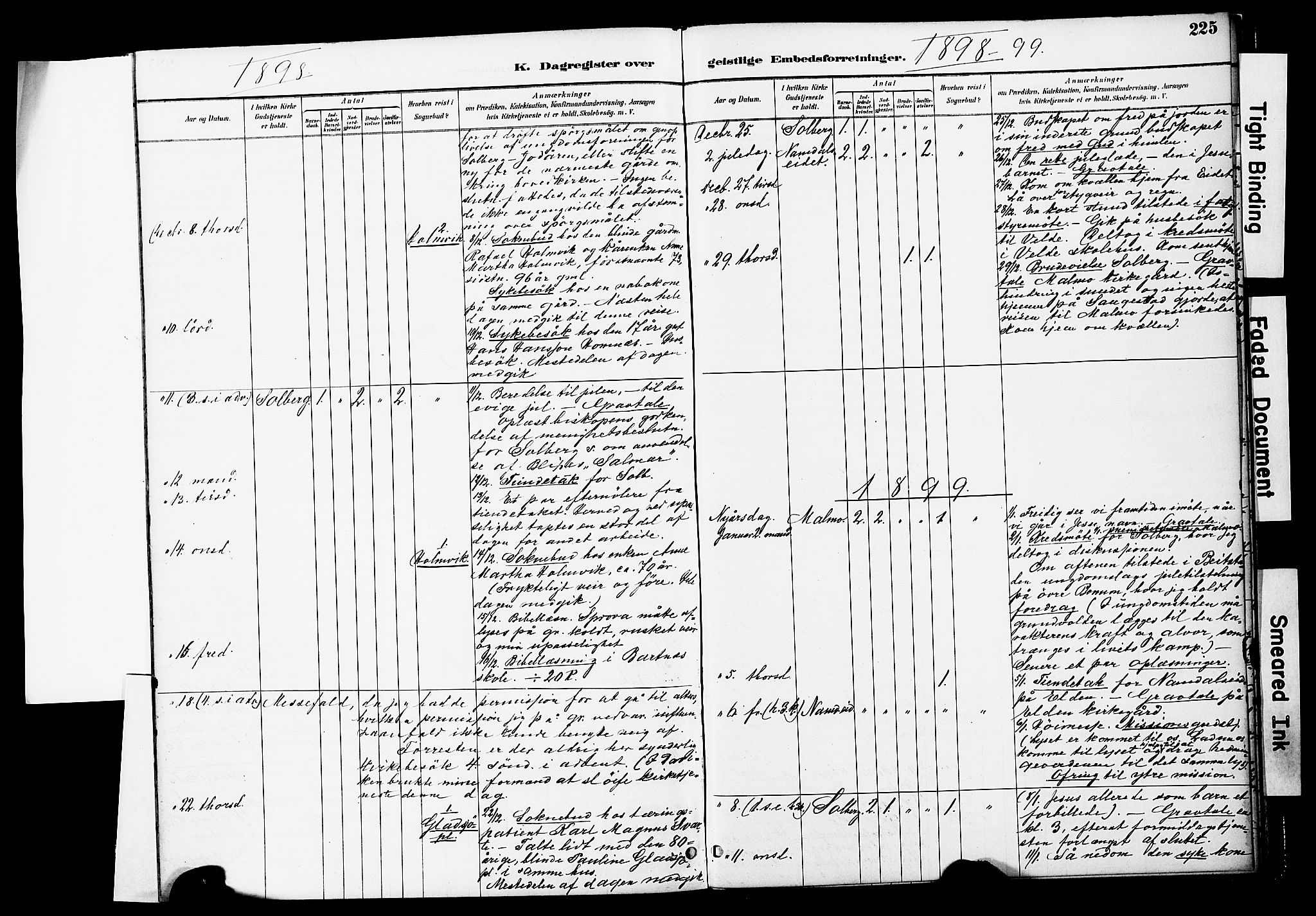 Ministerialprotokoller, klokkerbøker og fødselsregistre - Nord-Trøndelag, SAT/A-1458/741/L0396: Parish register (official) no. 741A10, 1889-1901, p. 225