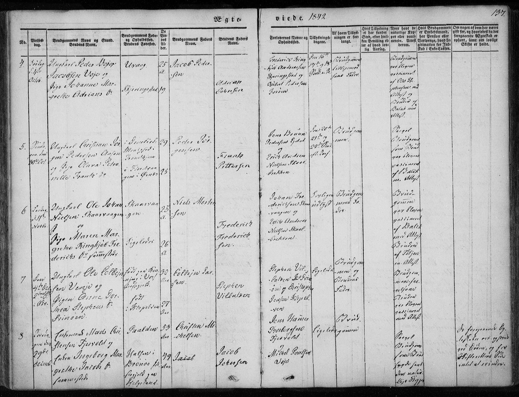 Ministerialprotokoller, klokkerbøker og fødselsregistre - Nordland, AV/SAT-A-1459/891/L1299: Parish register (official) no. 891A04, 1841-1856, p. 137