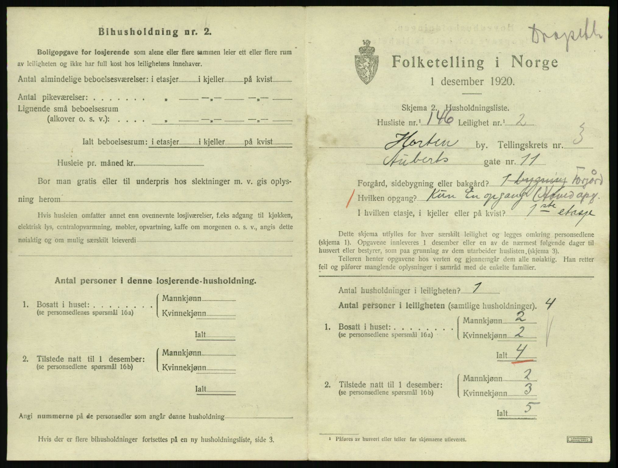 SAKO, 1920 census for Horten, 1920, p. 4611