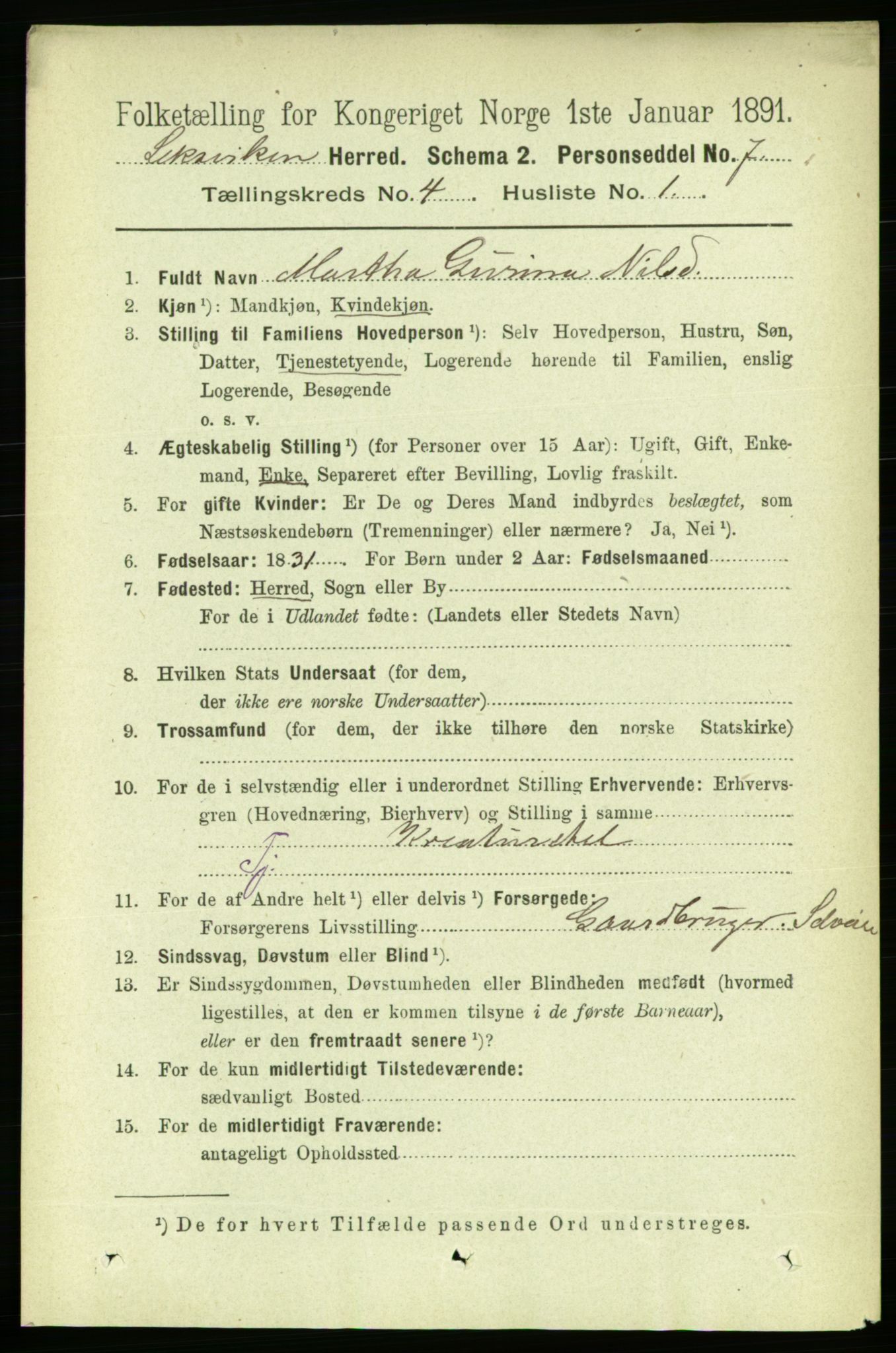 RA, 1891 census for 1718 Leksvik, 1891, p. 1915