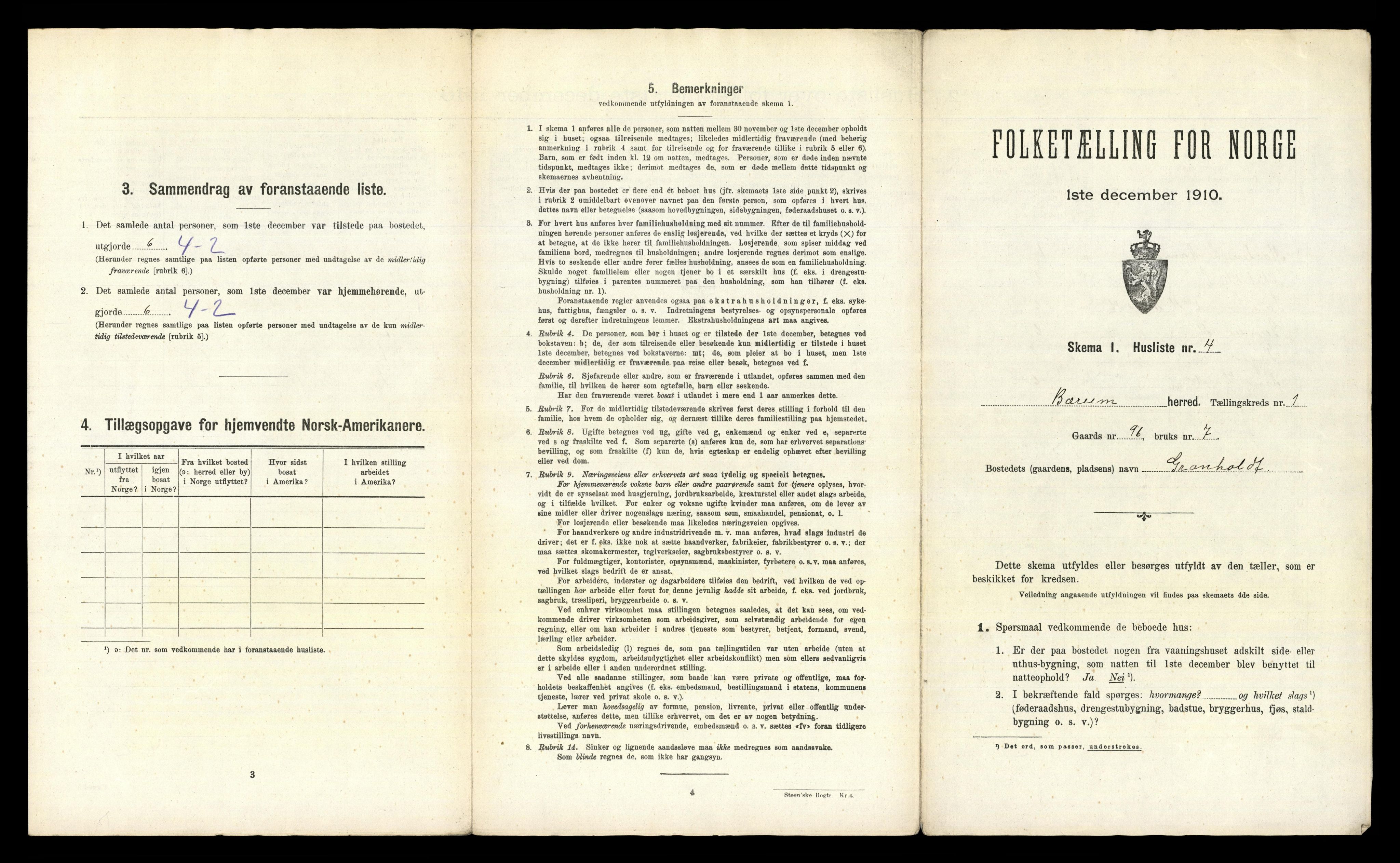 RA, 1910 census for Bærum, 1910, p. 97
