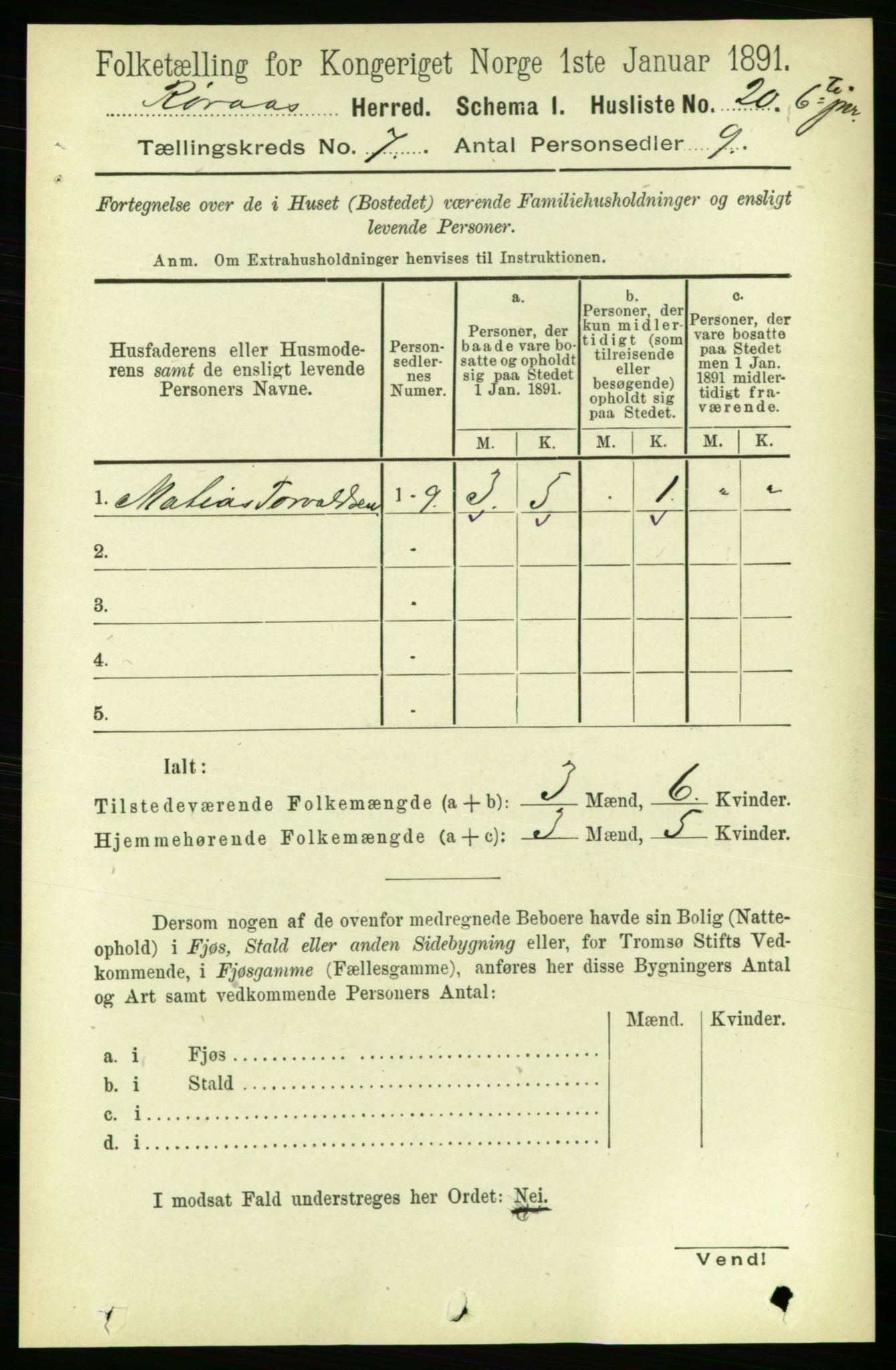 RA, 1891 census for 1640 Røros, 1891, p. 1360