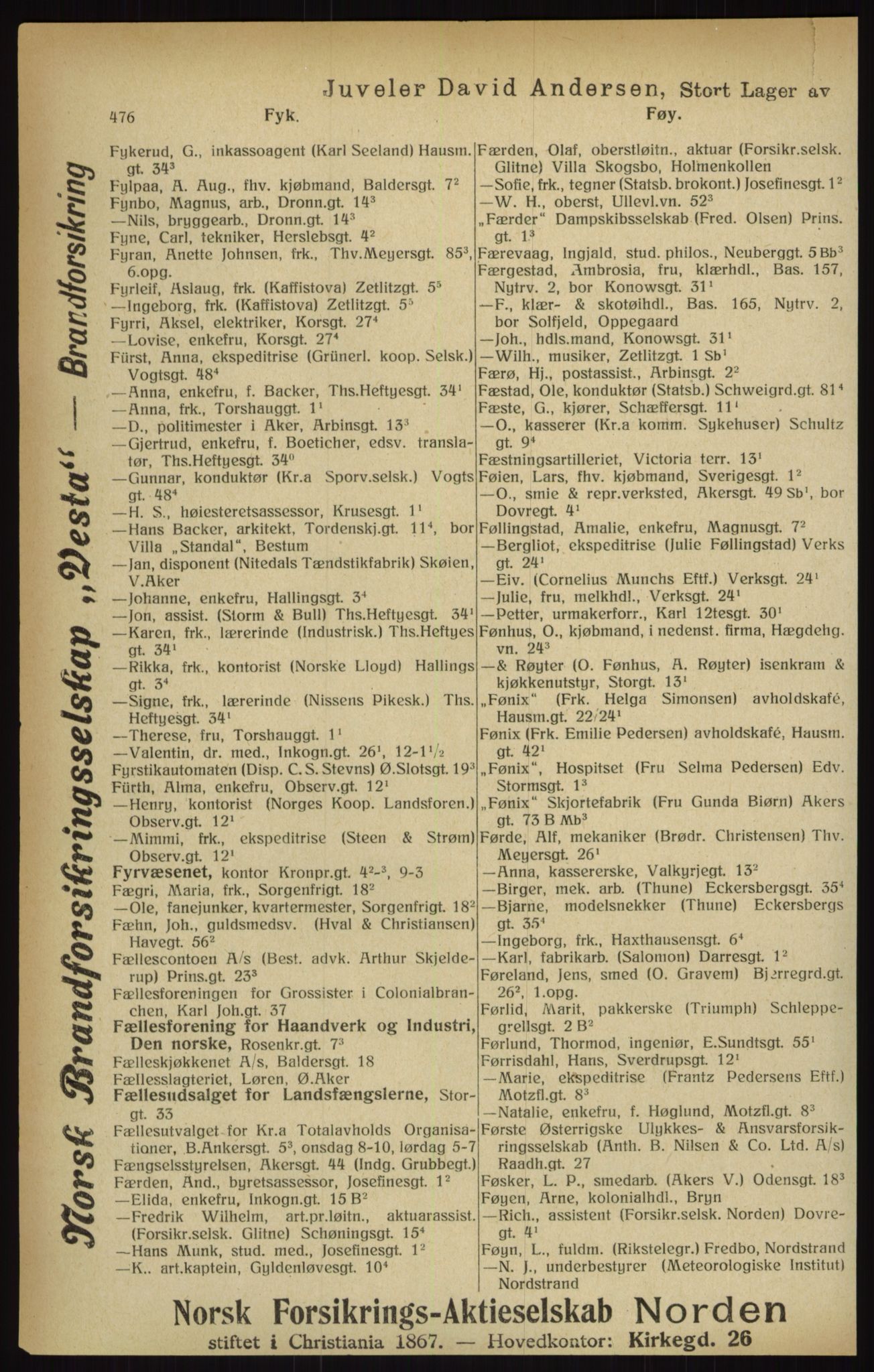Kristiania/Oslo adressebok, PUBL/-, 1916, p. 476