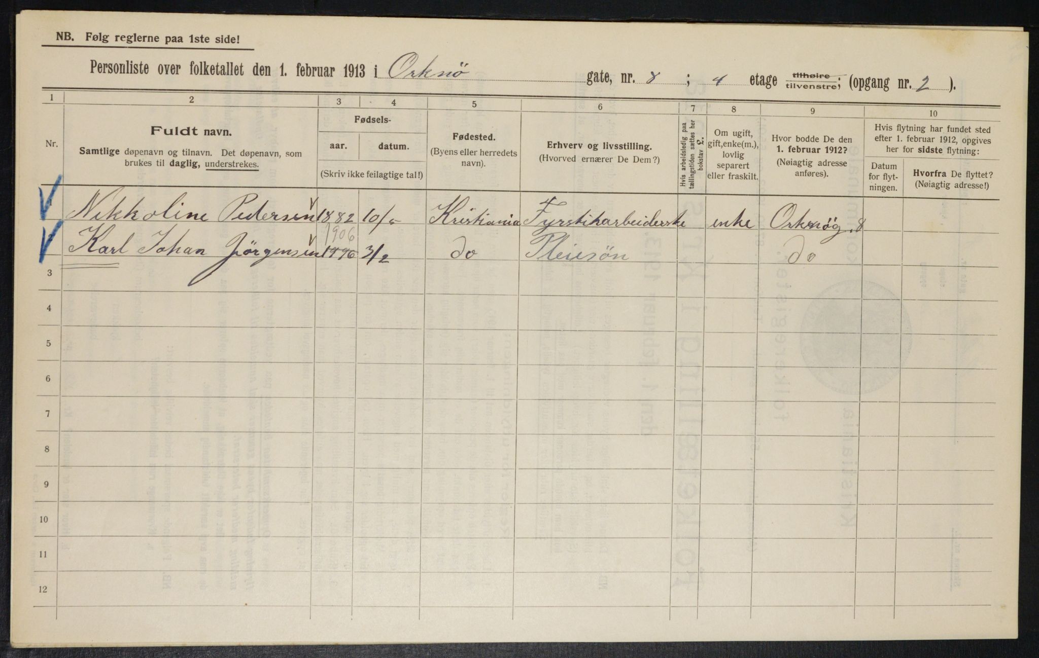 OBA, Municipal Census 1914 for Kristiania, 1914, p. 76110