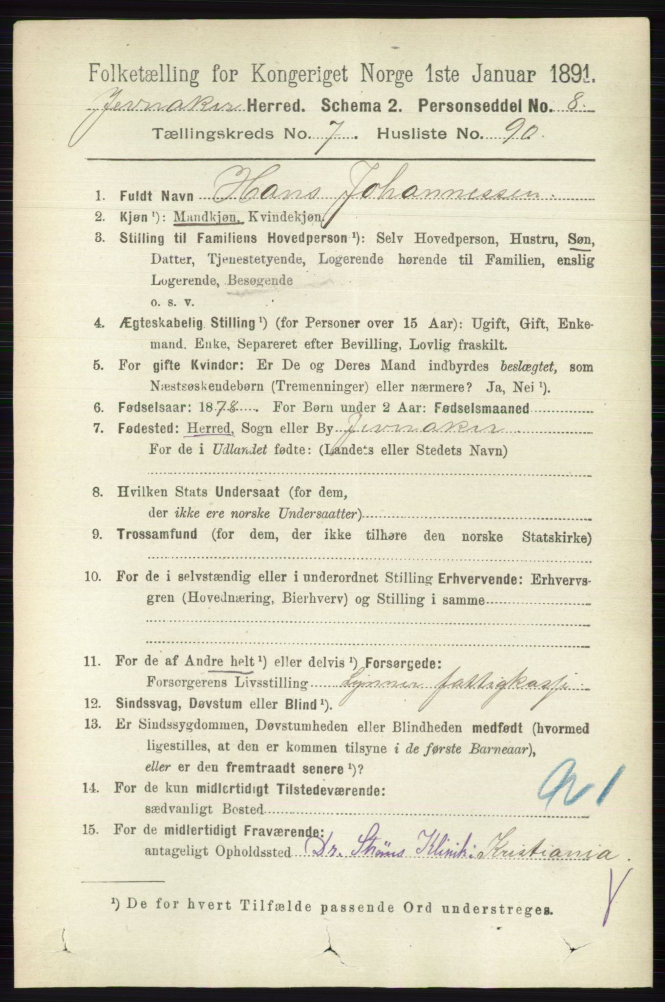 RA, 1891 census for 0532 Jevnaker, 1891, p. 4247