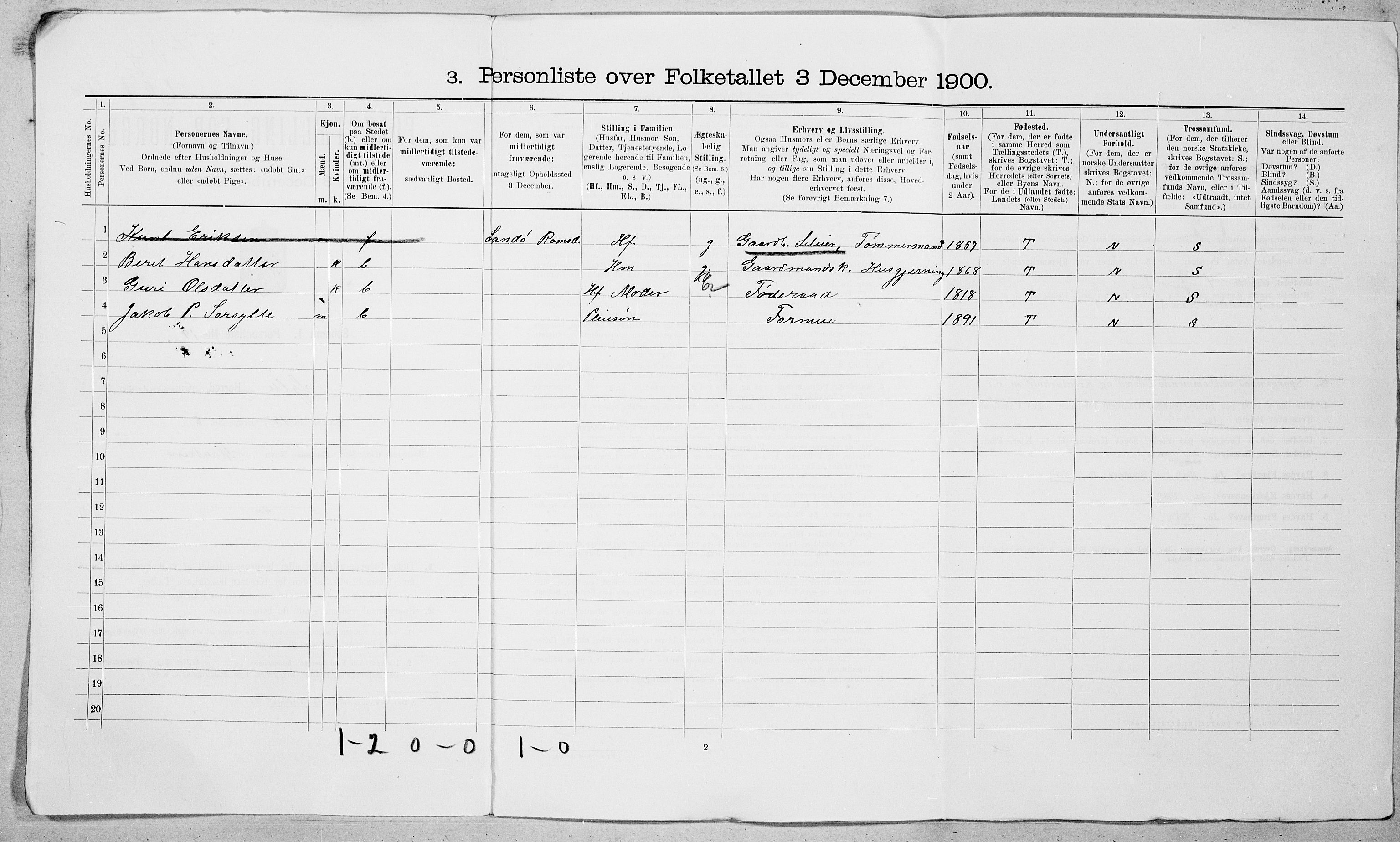 SAT, 1900 census for Sylte, 1900, p. 19