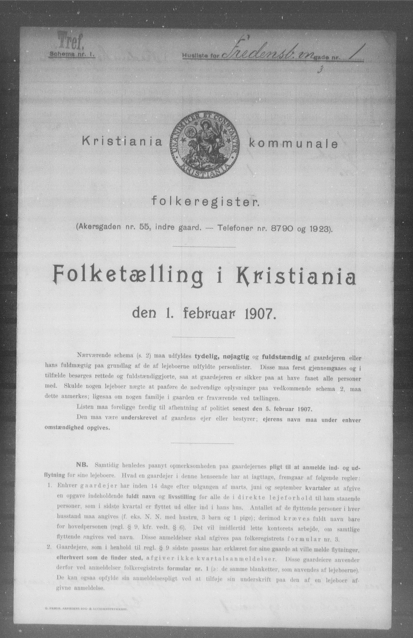 OBA, Municipal Census 1907 for Kristiania, 1907, p. 12982