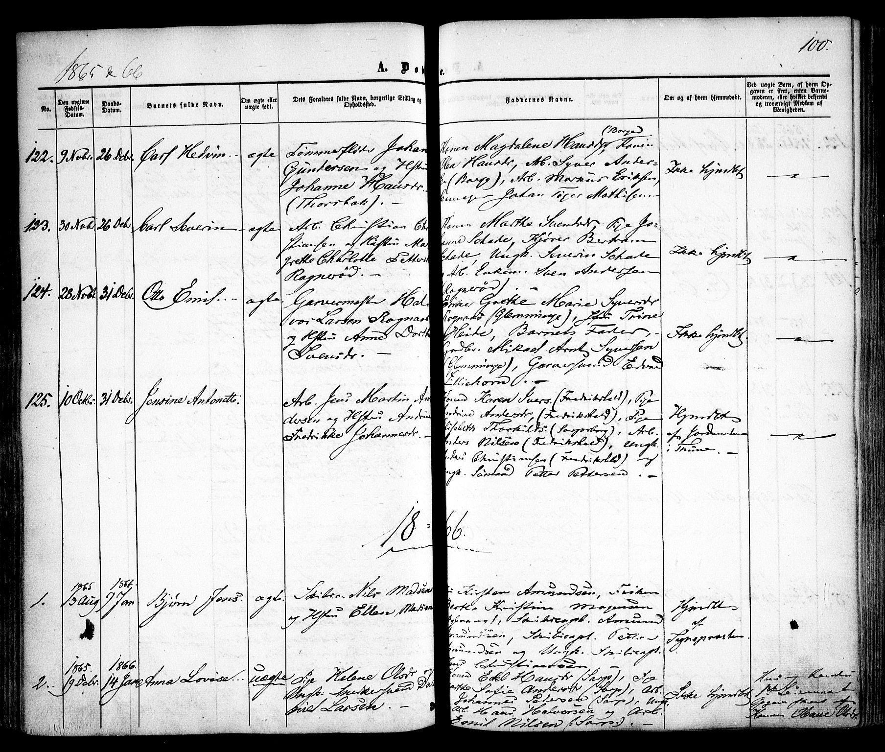 Sarpsborg prestekontor Kirkebøker, SAO/A-2006/F/Fa/L0001: Parish register (official) no. 1, 1859-1868, p. 100