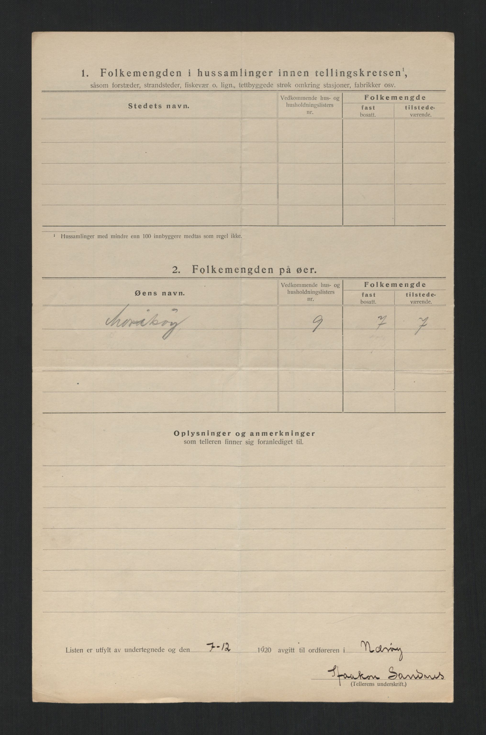 SAT, 1920 census for Nærøy, 1920, p. 16