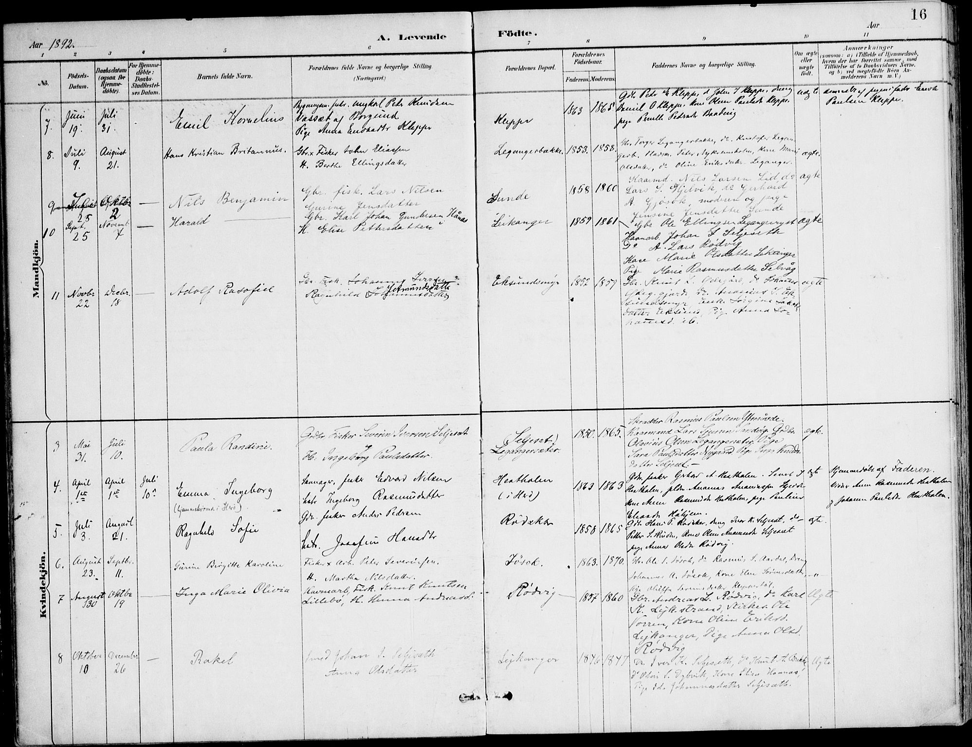 Ministerialprotokoller, klokkerbøker og fødselsregistre - Møre og Romsdal, AV/SAT-A-1454/508/L0095: Parish register (official) no. 508A02, 1887-1920, p. 16