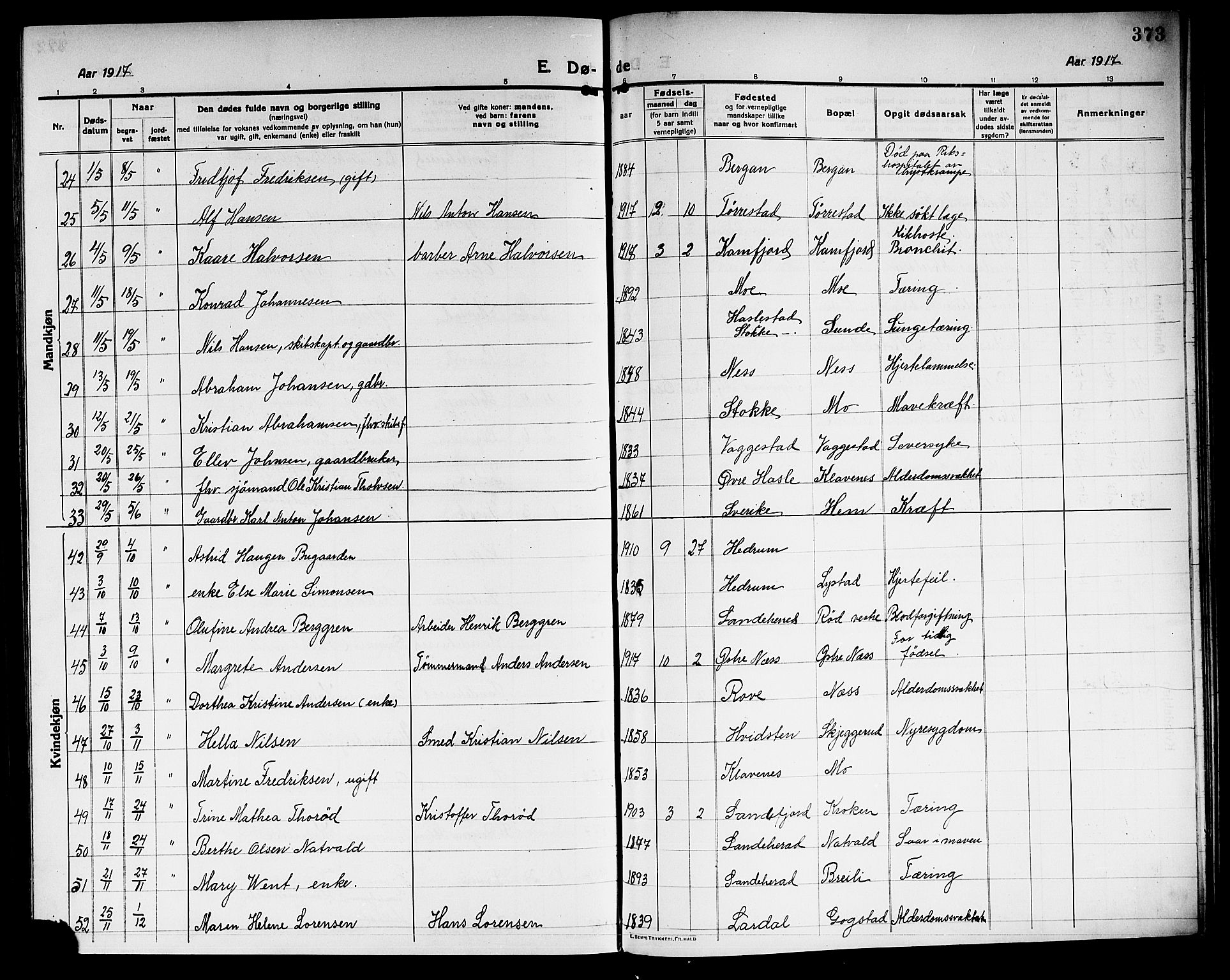 Sandar kirkebøker, AV/SAKO-A-243/G/Ga/L0003: Parish register (copy) no. 3, 1916-1922, p. 373