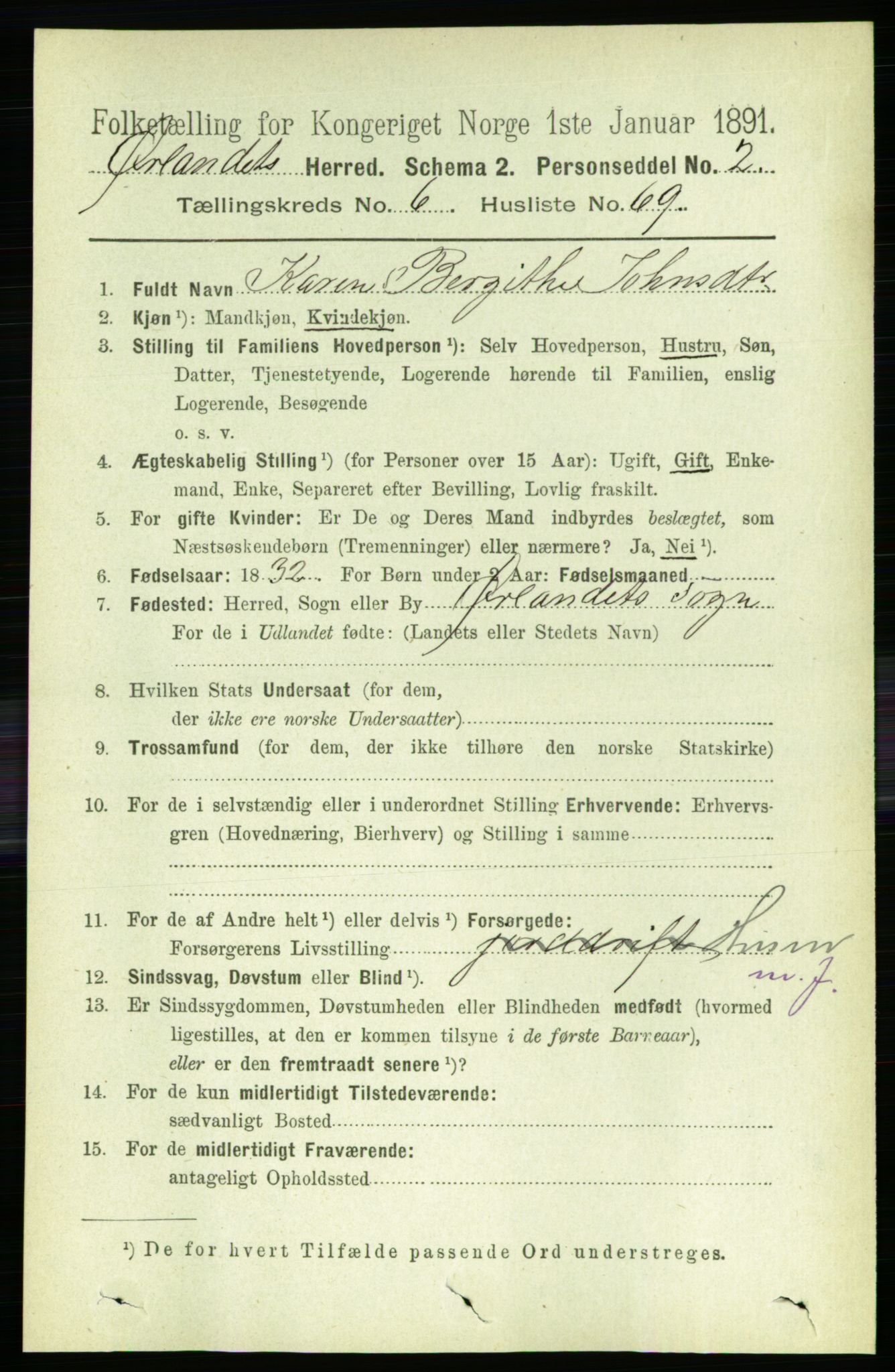 RA, 1891 census for 1621 Ørland, 1891, p. 2260