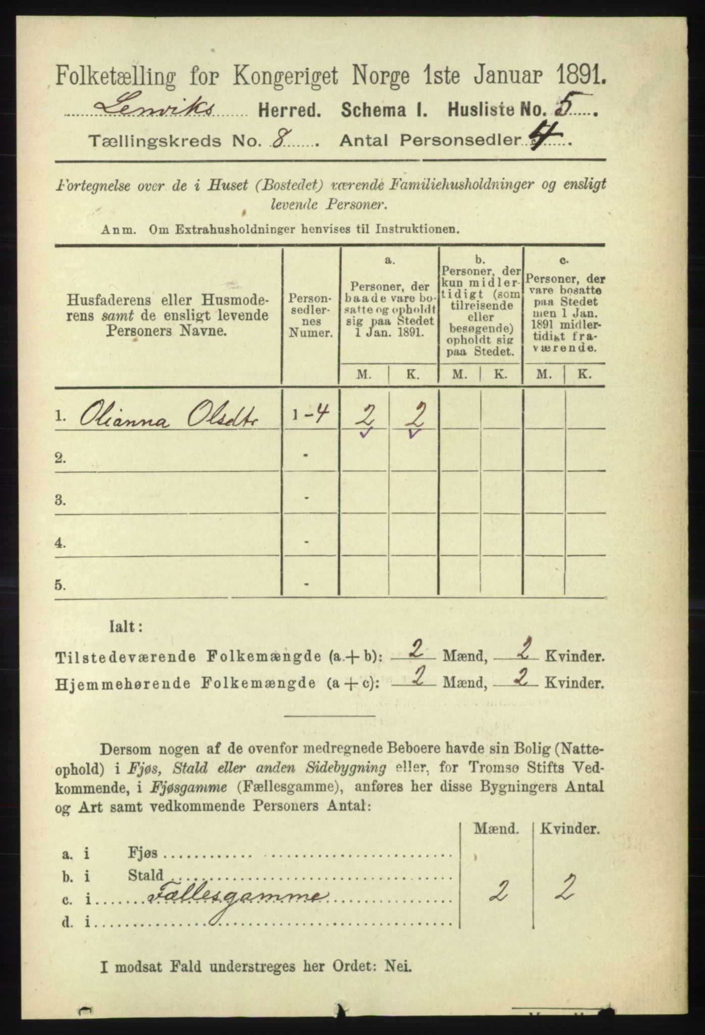 RA, 1891 census for 1931 Lenvik, 1891, p. 4314